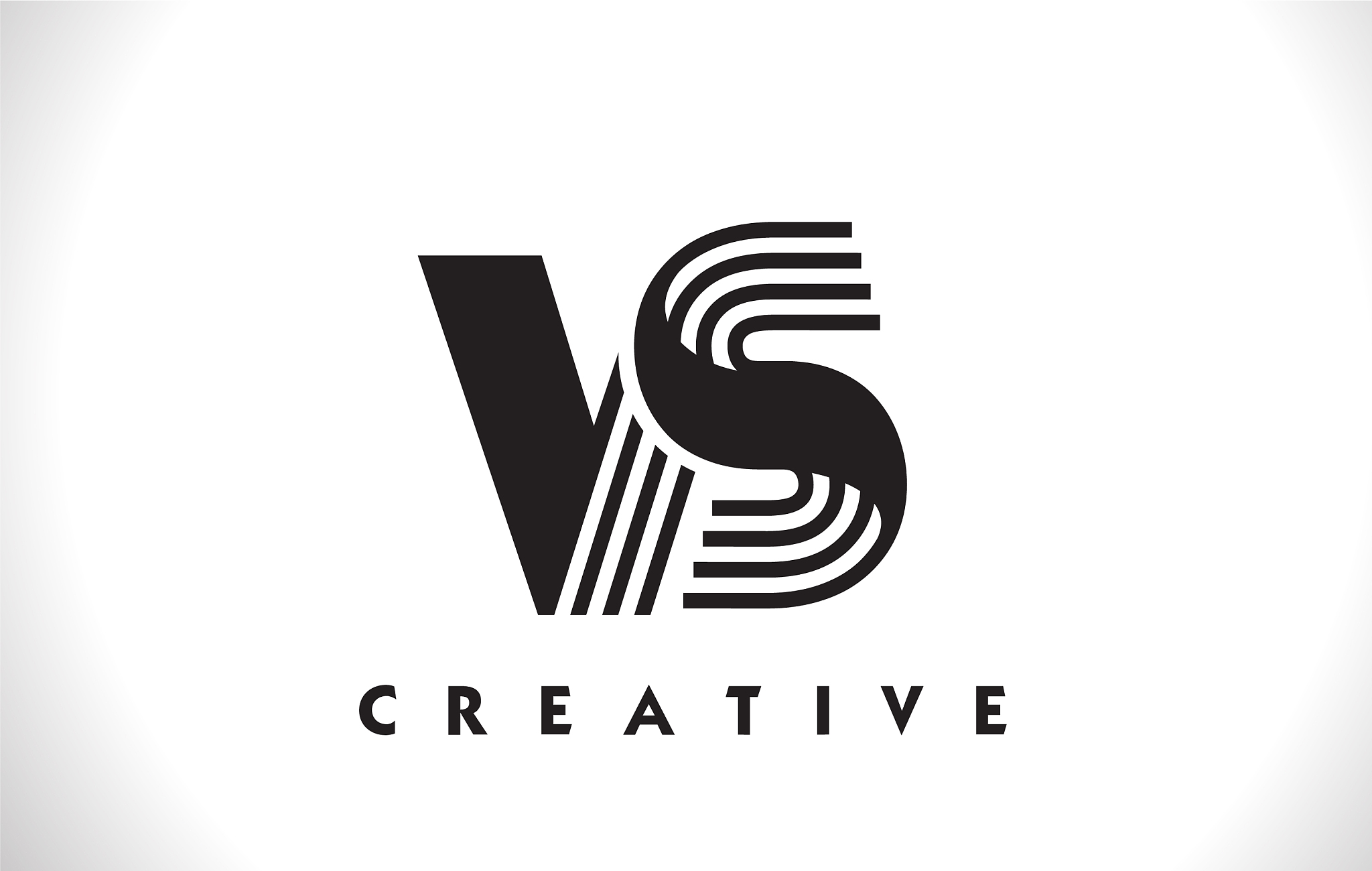 vs logo letter with black lines design line letter