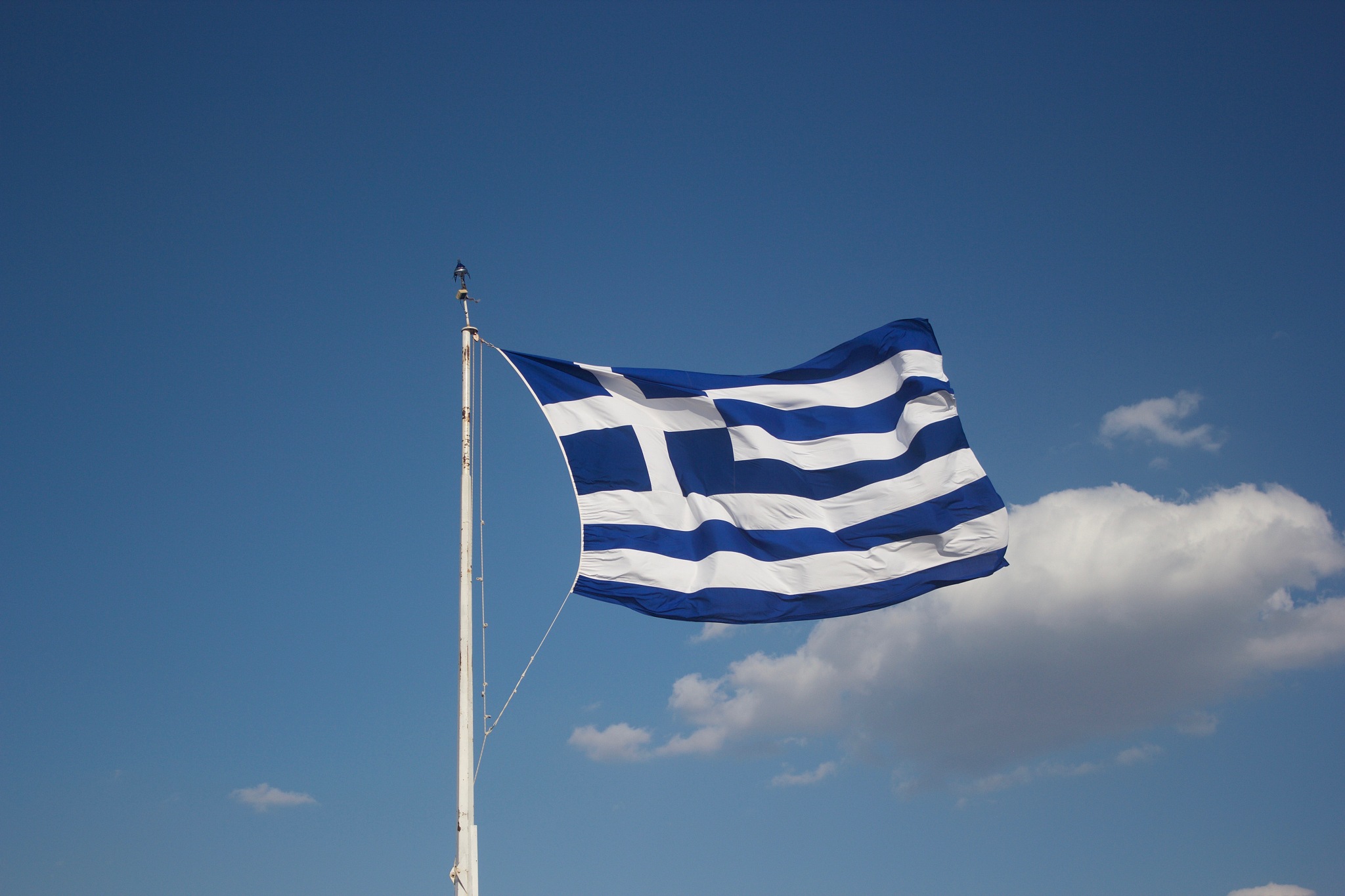 greek flag in the wind
