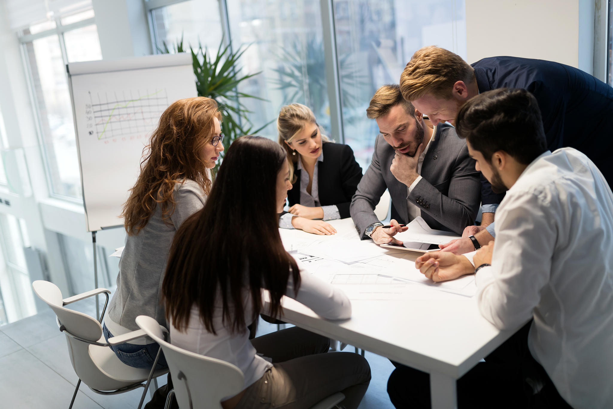 group of architects working on business meeting