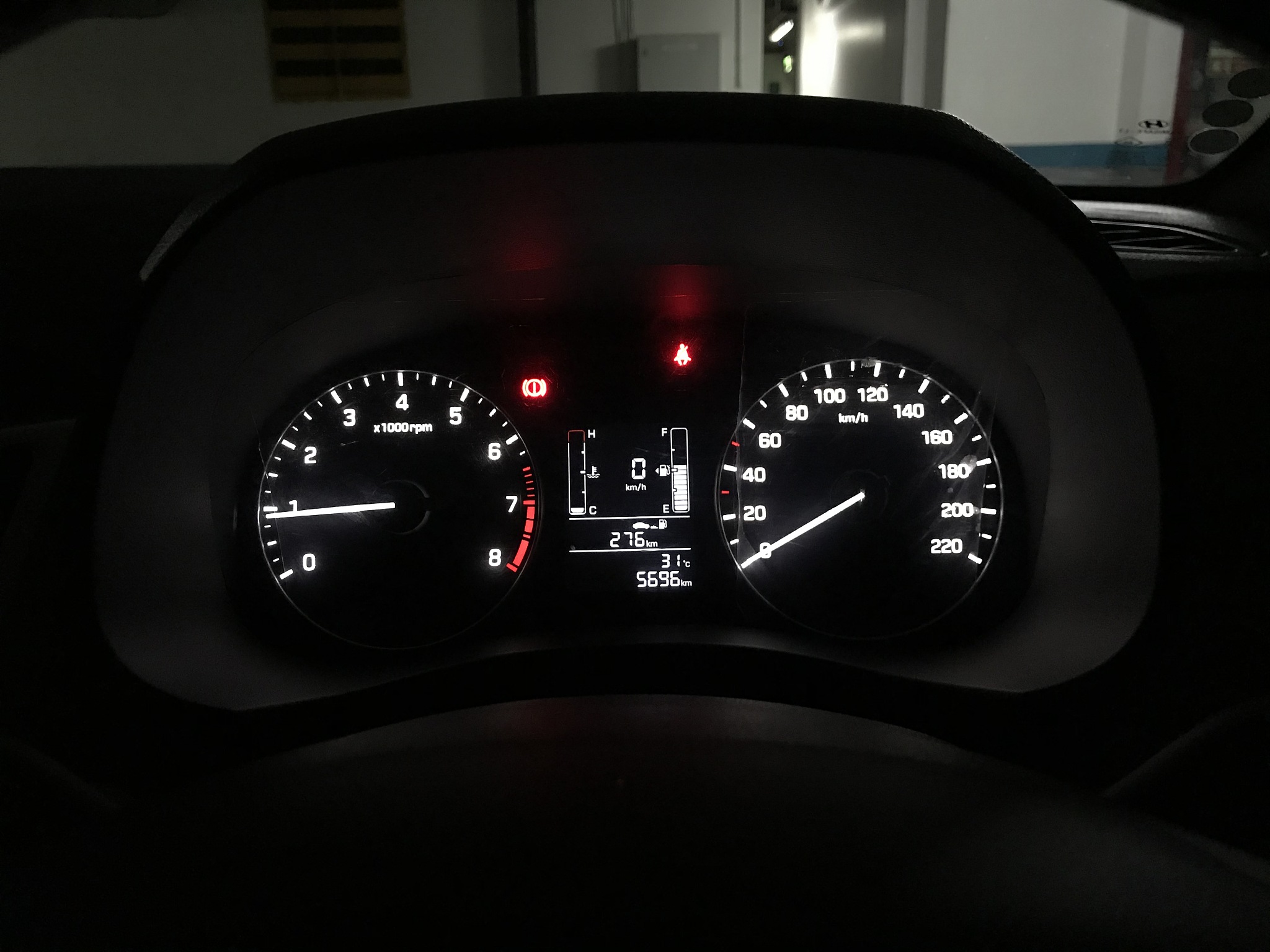 car speedometer glowing