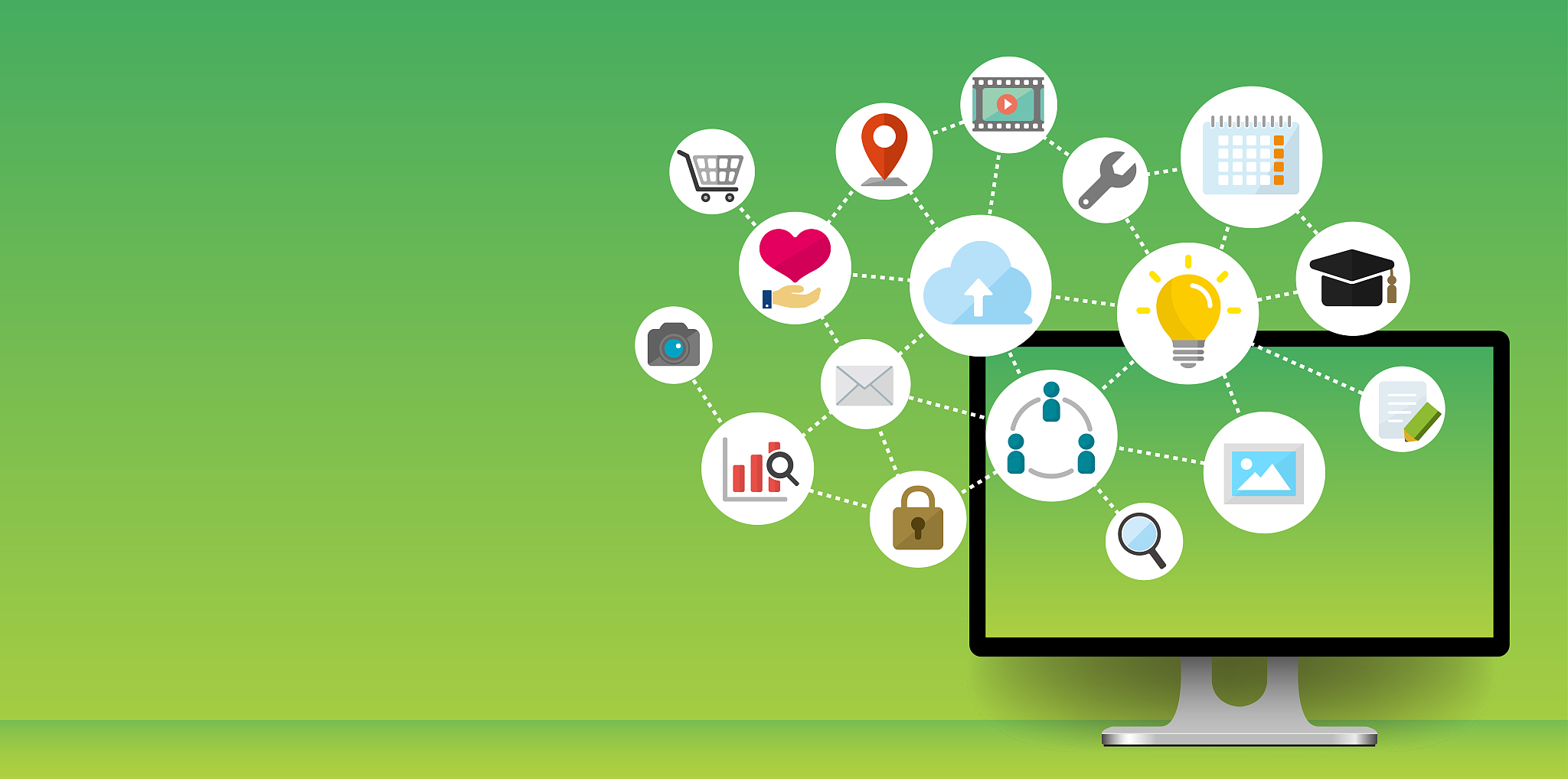 flat web banner illustration for business , technology, internet