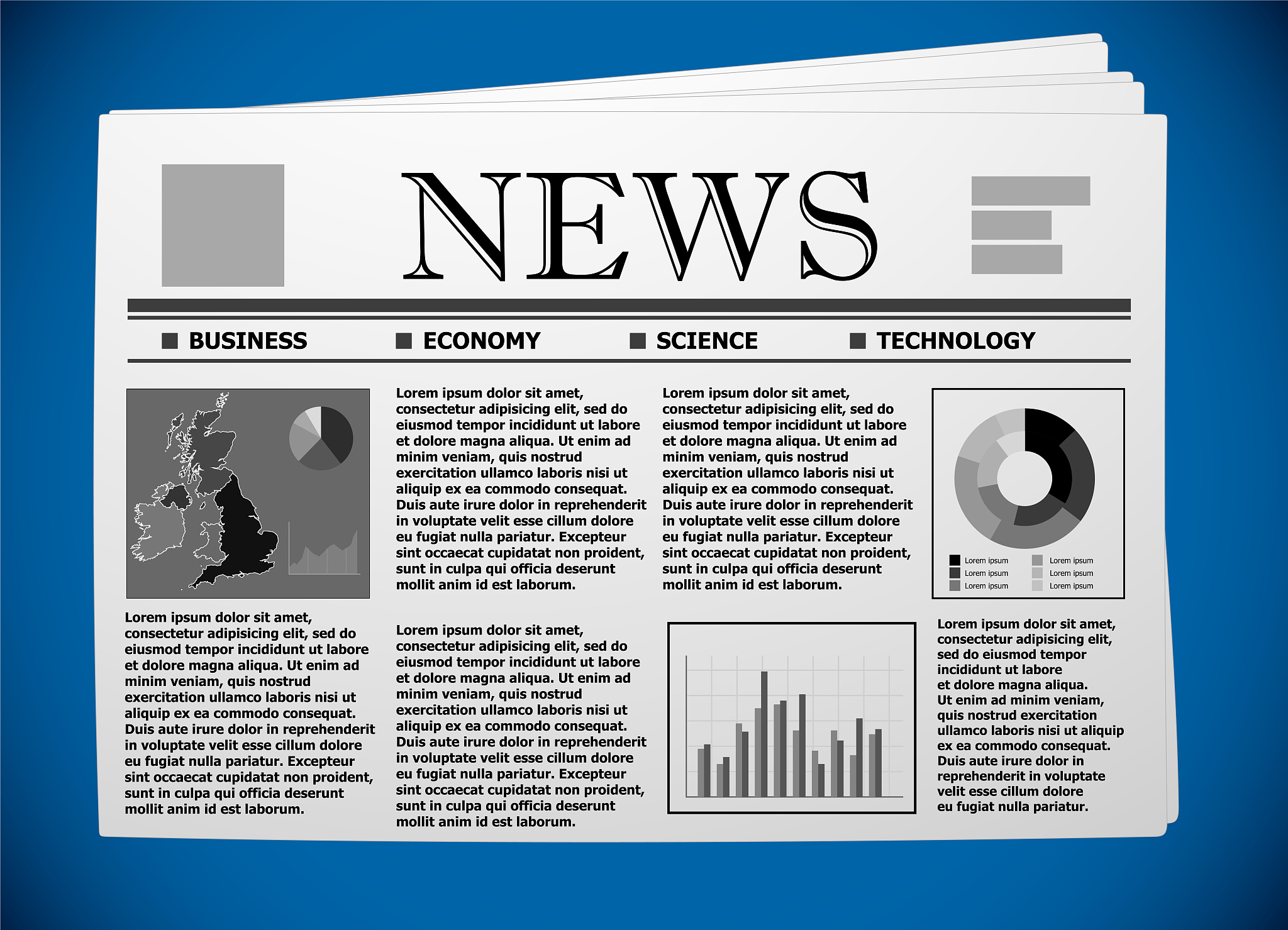 united kingdom business and economy on newspaper