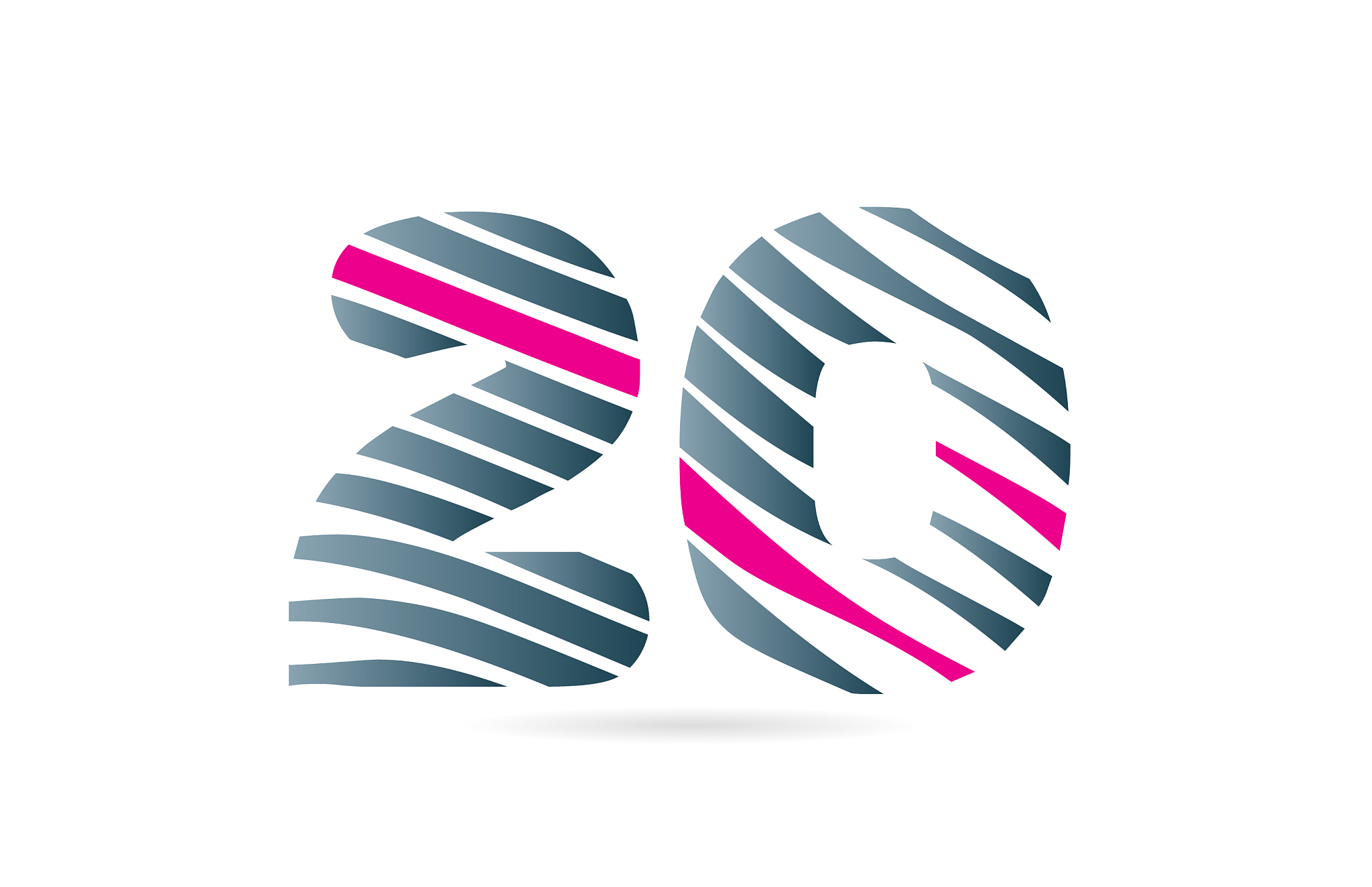 number 20 logo icon design typography