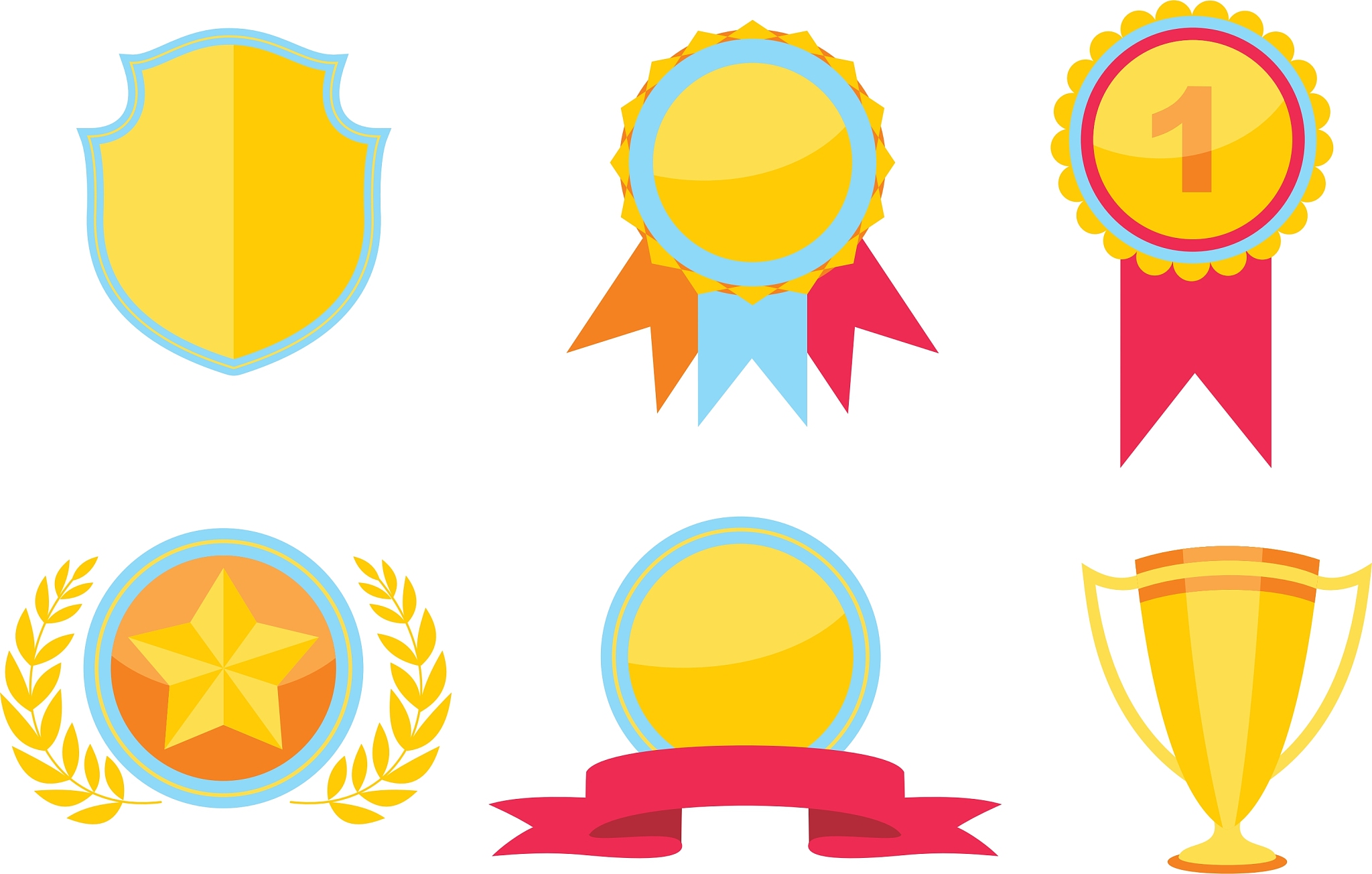 trophy and awards icons set