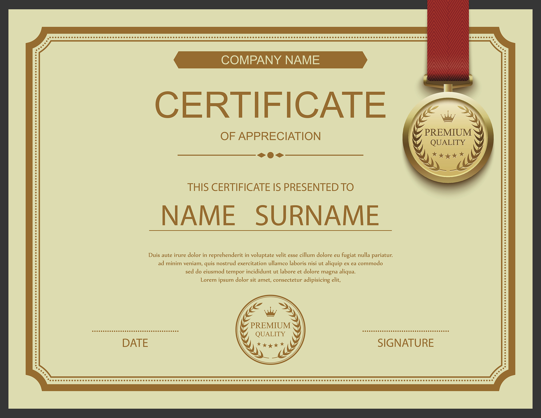 vector certificate template.