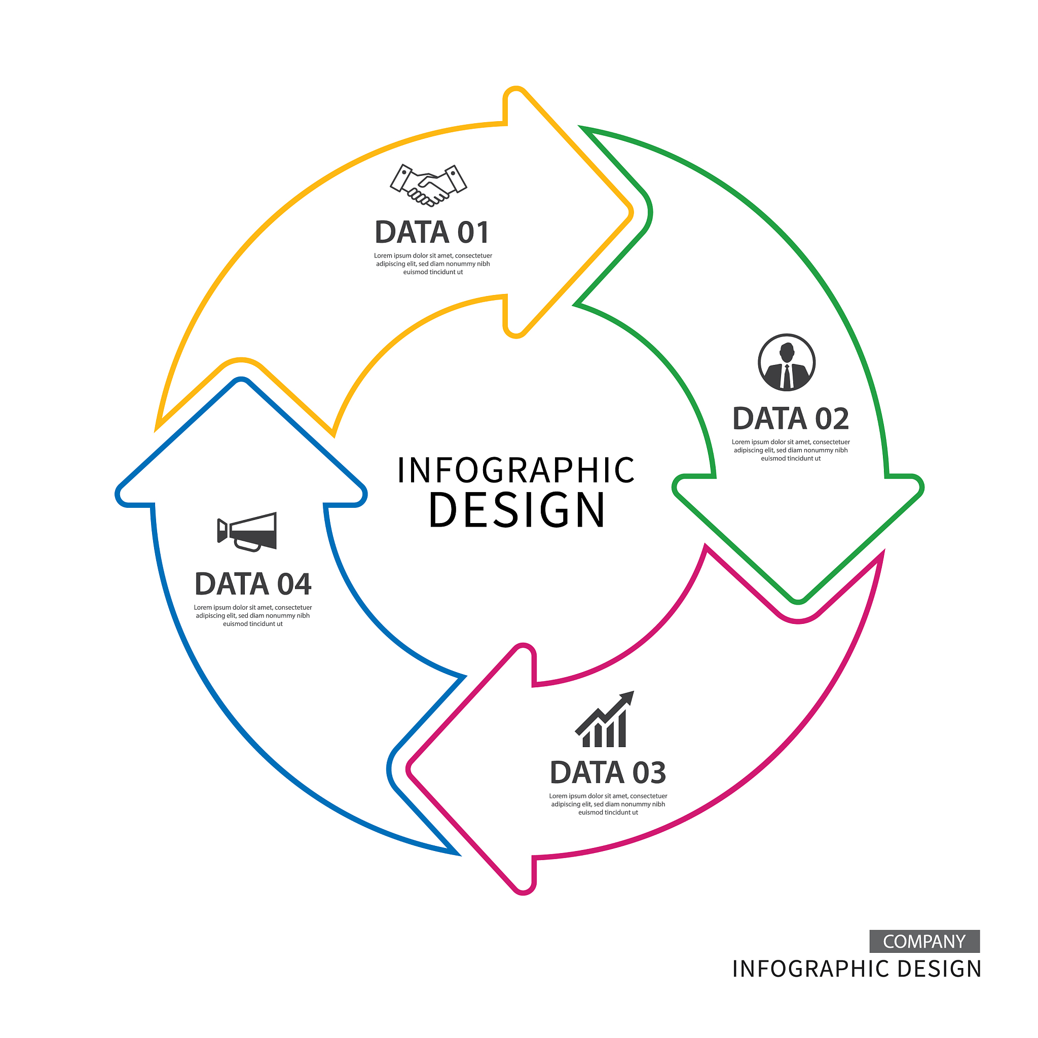 business thin line circle arrows infographic