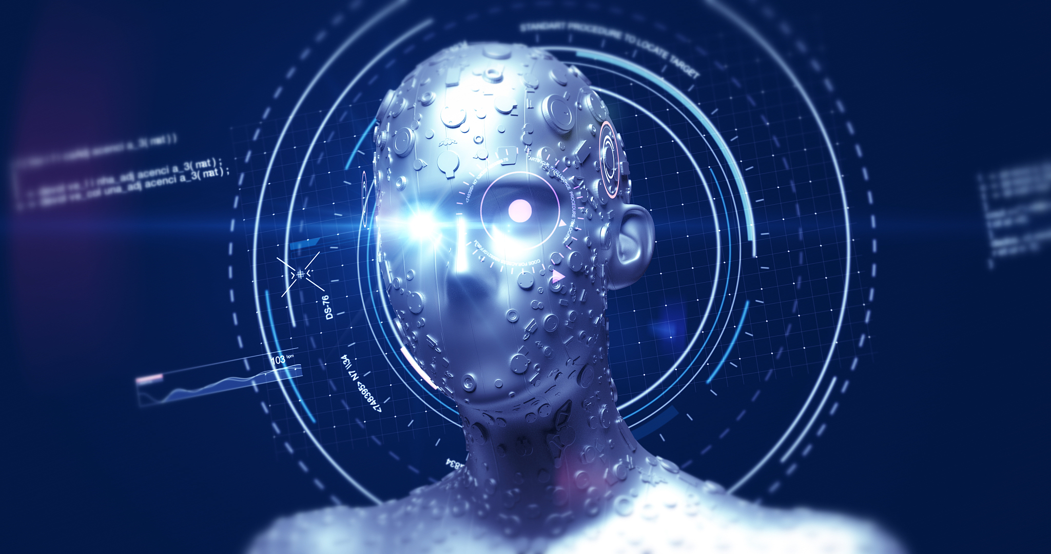 stylish advanced ai robot deep learning - 3d illustration render