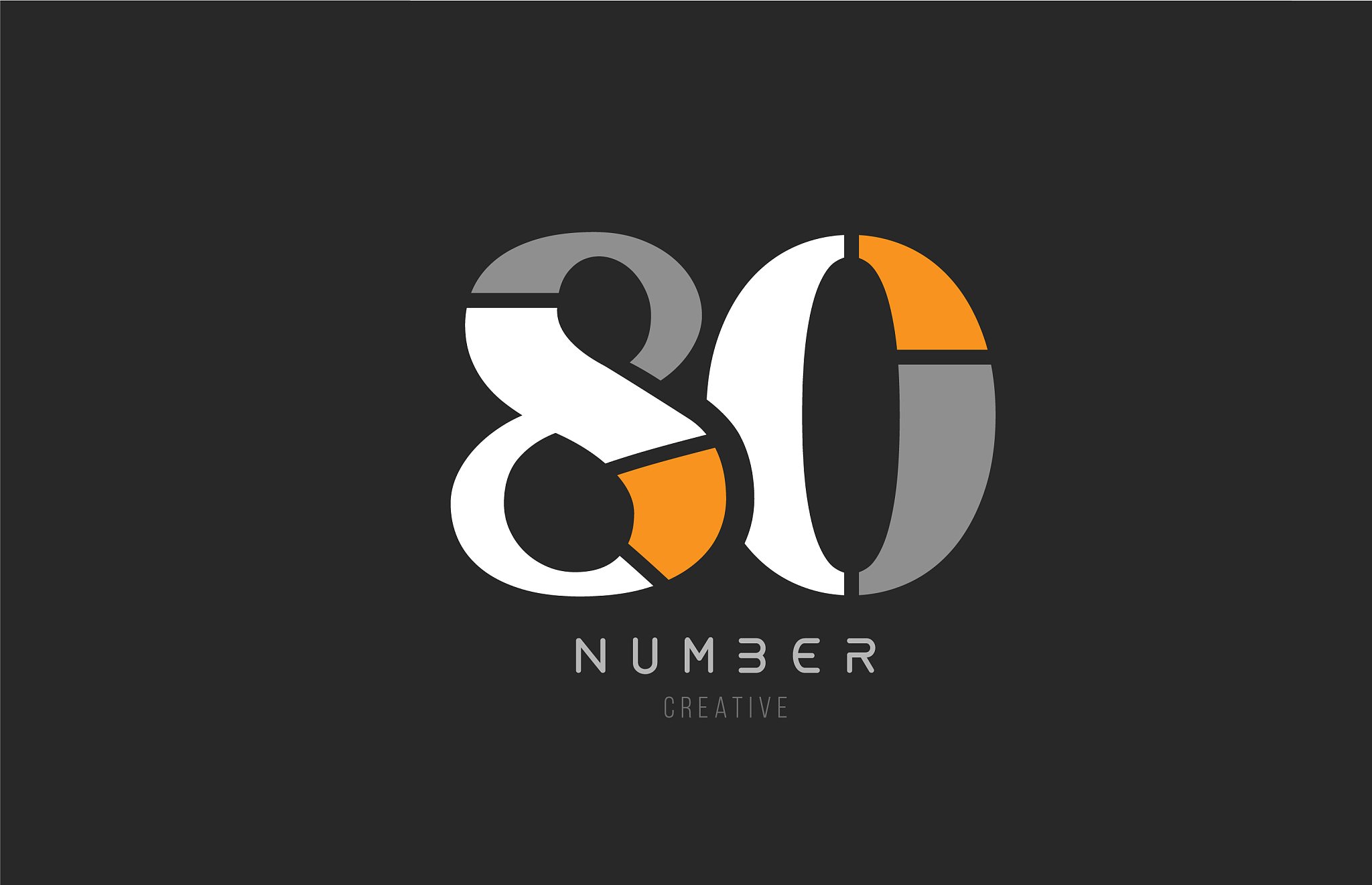 number 80 eighty for company logo icon design in