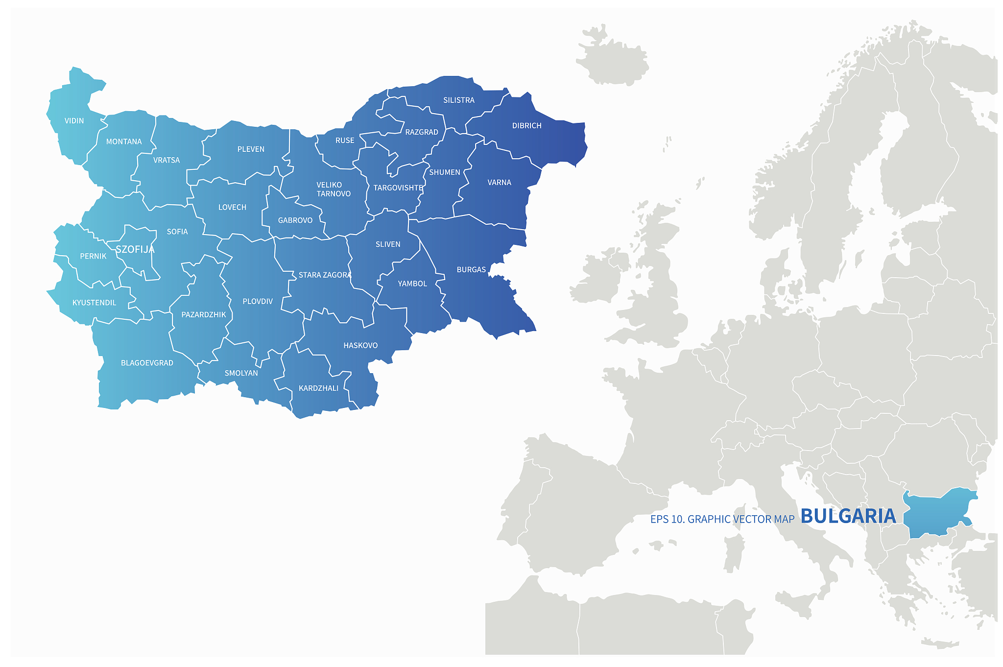 bulgaria map. vector map of bulgaria in balkans country