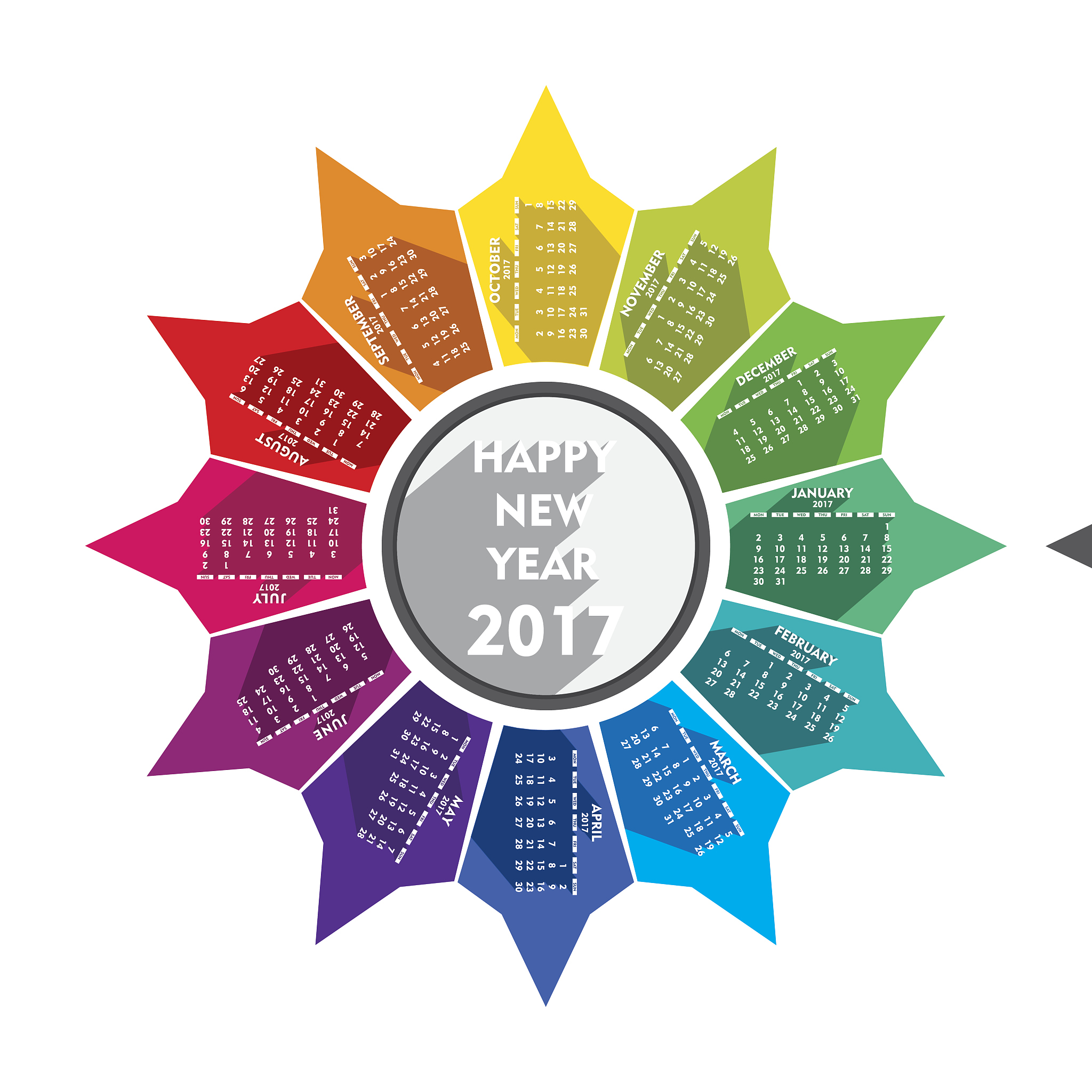 creative new year 2017 calendar design