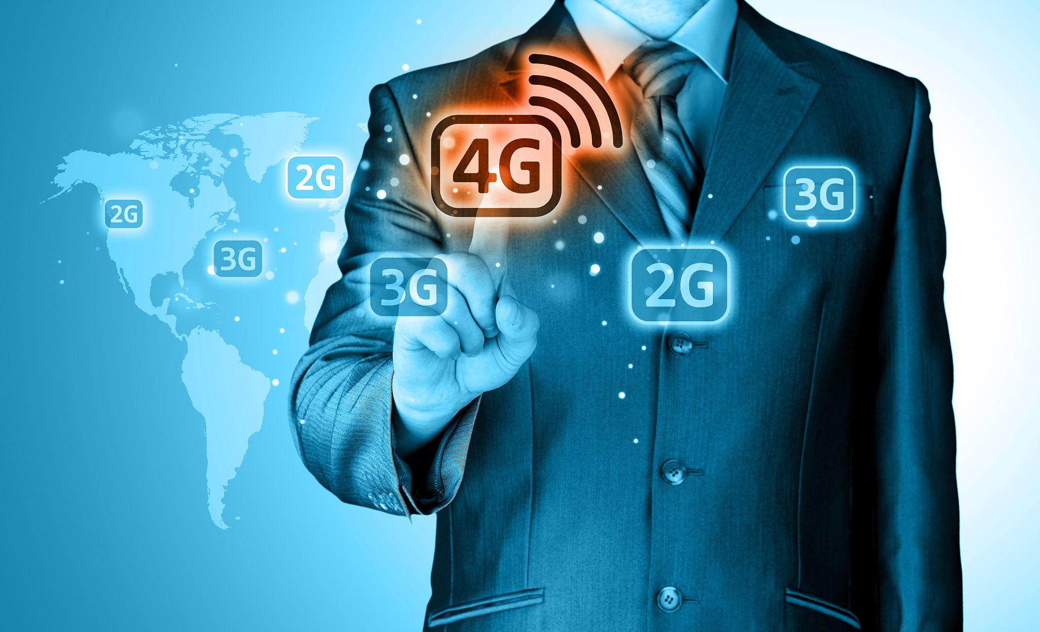 businessman pushing 4g