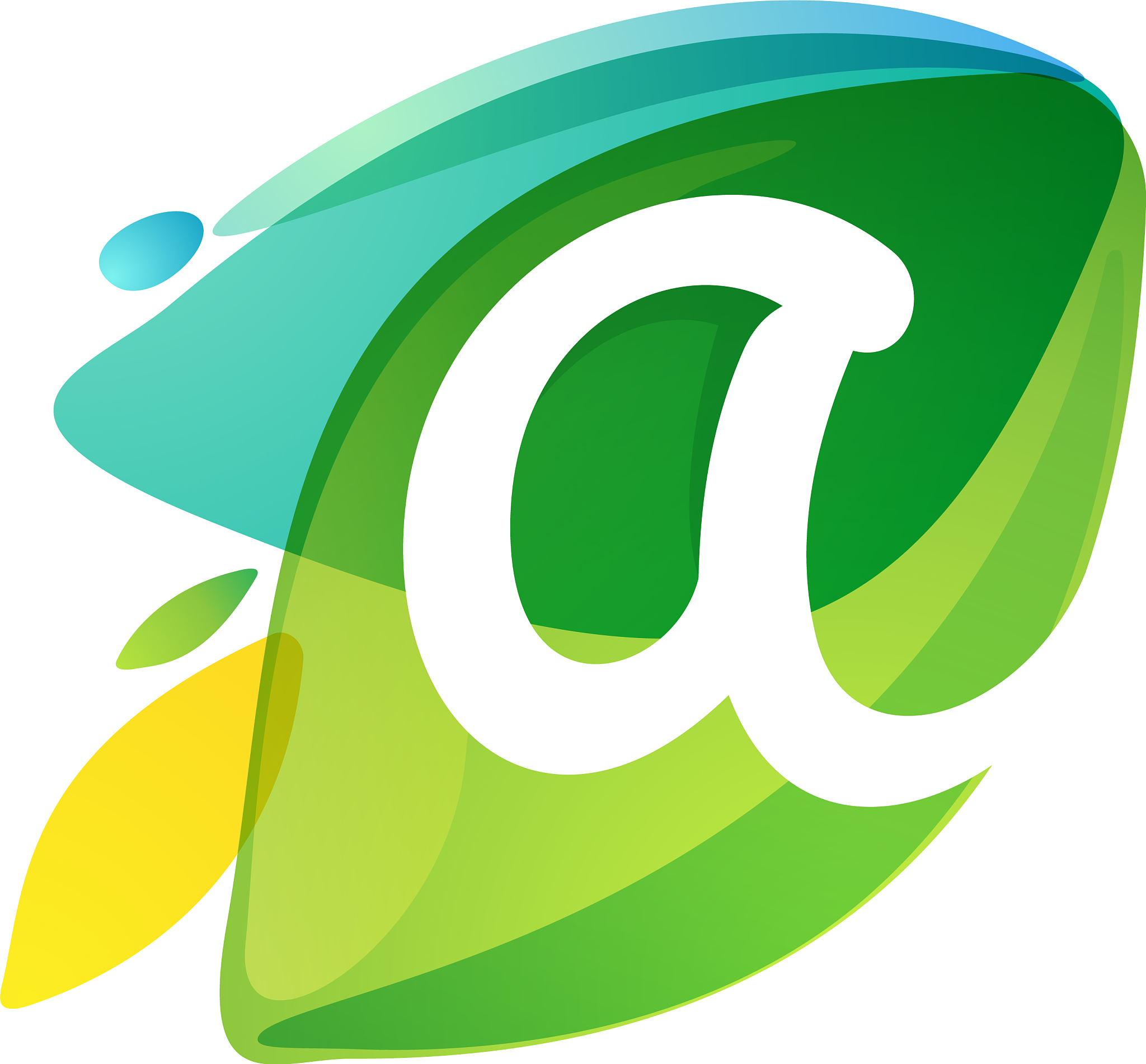 letter a logo in dynamic leaves intersection shape