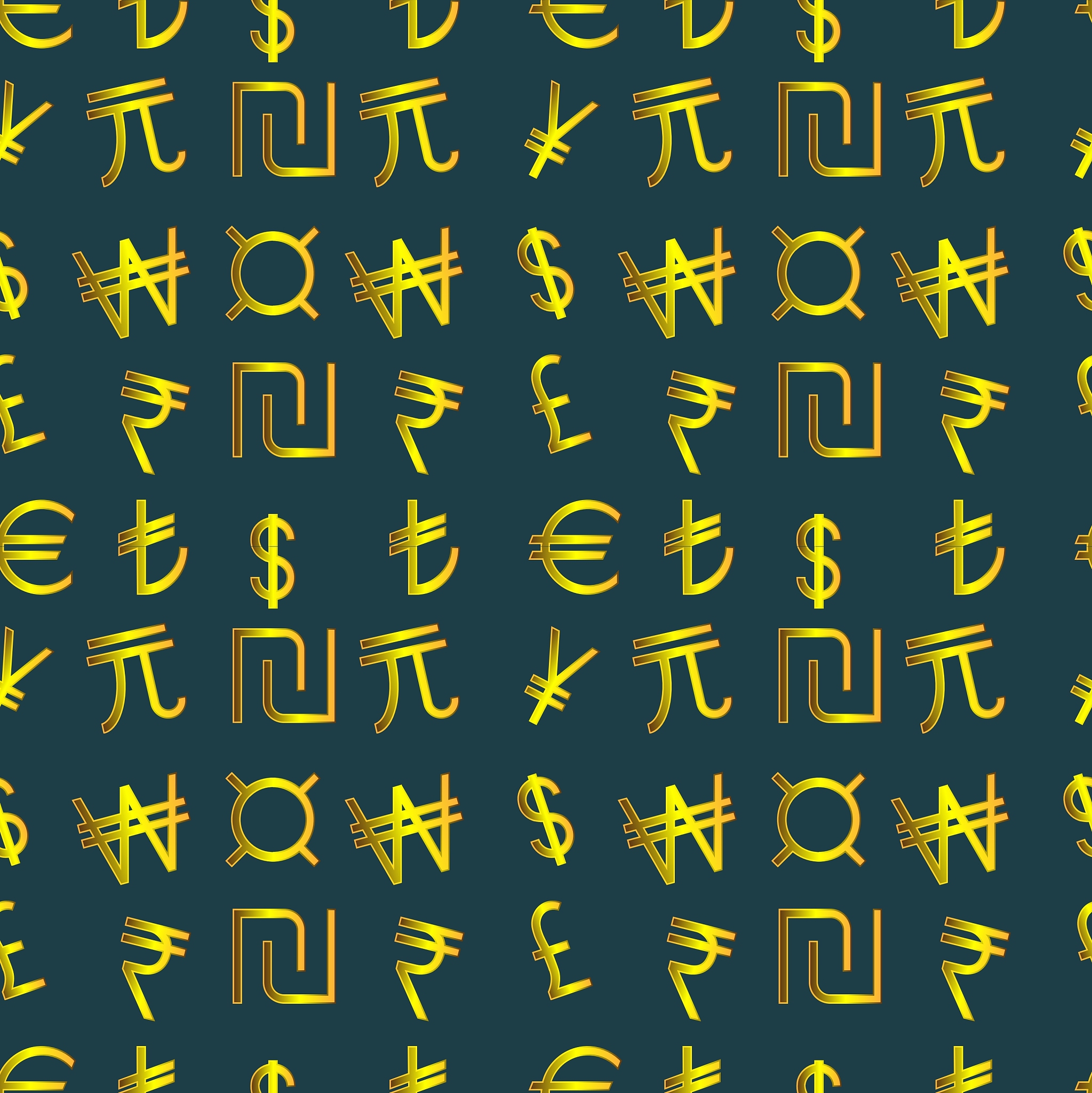 golden currency symbols of the world