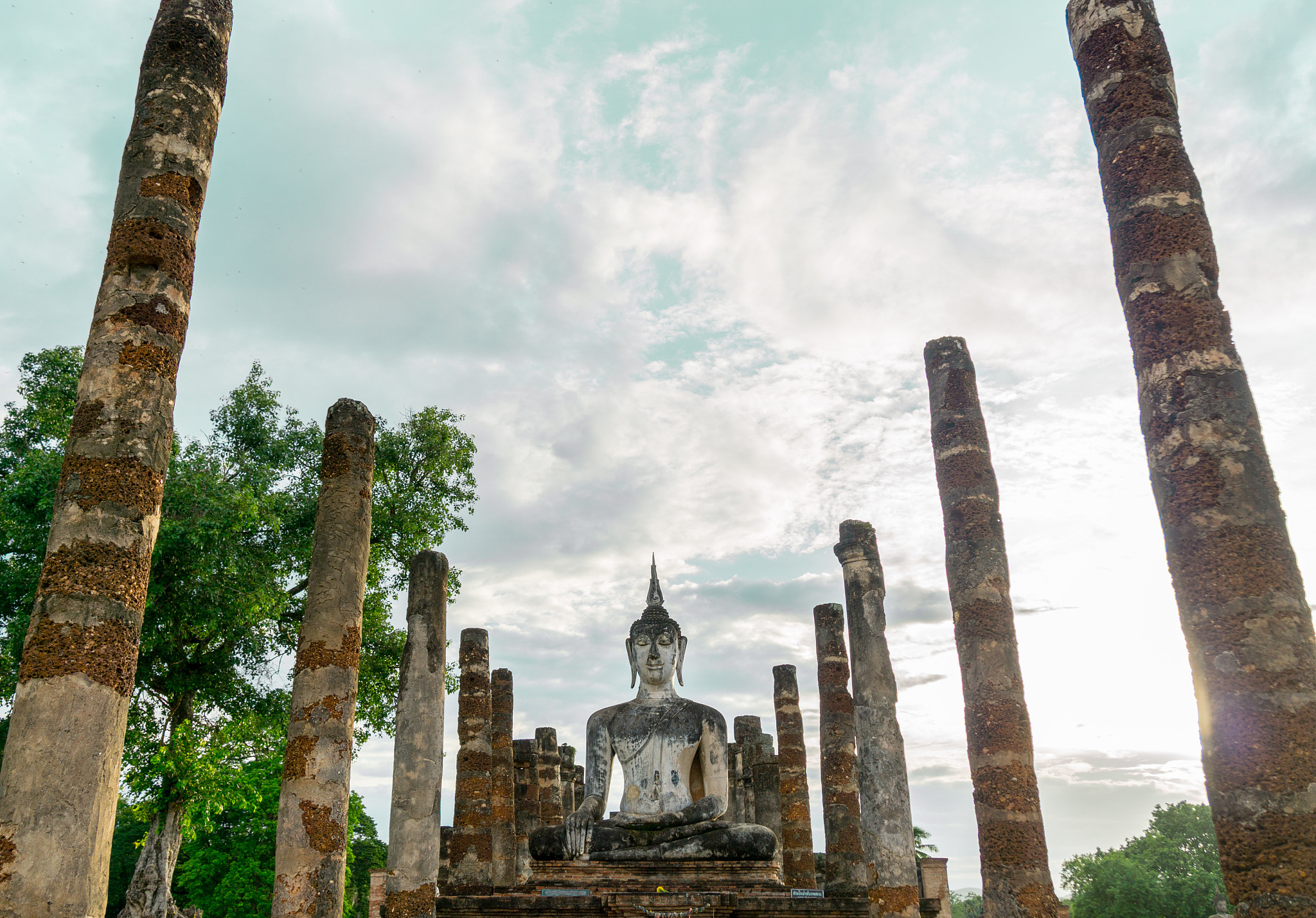 beautiful buddha in the sukhothai, thailand, world heritage.
