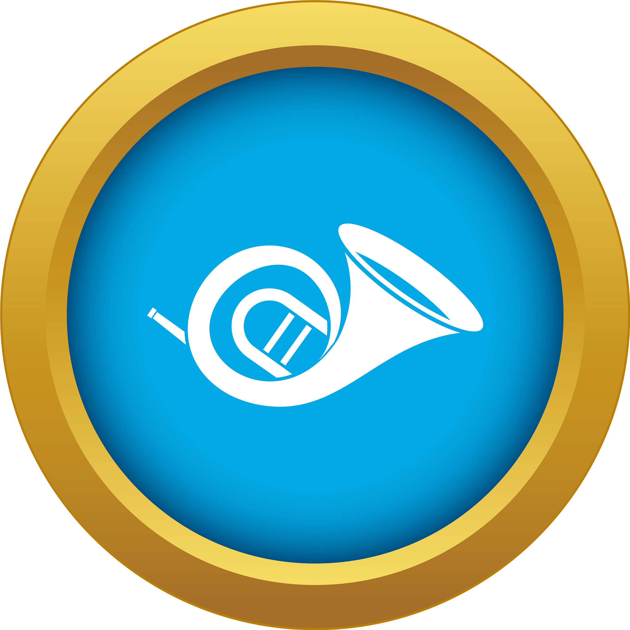french horn icon blue isolated