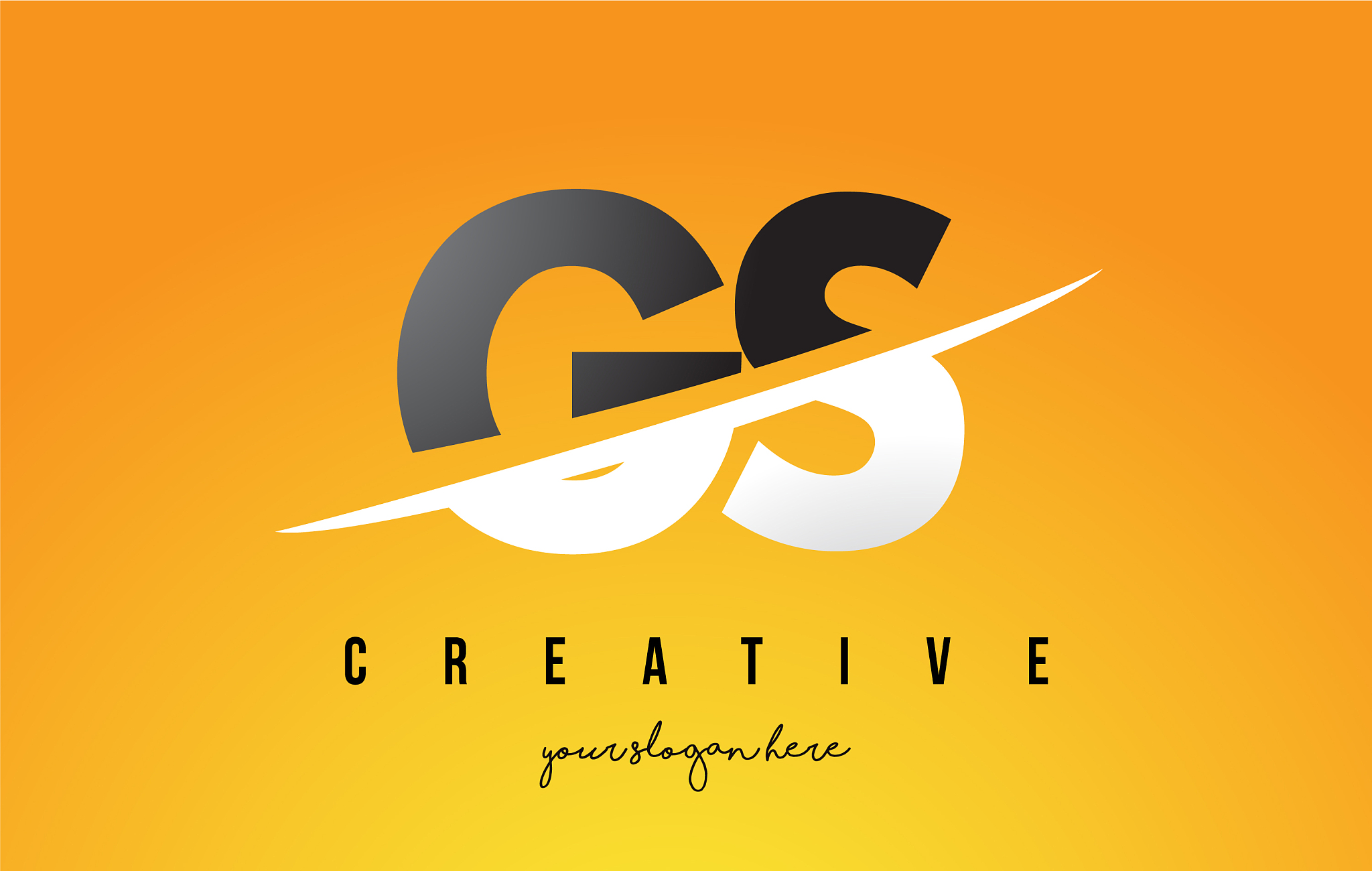 gs g s letter modern logo design with yellow