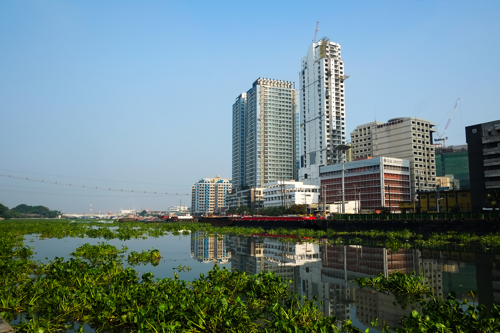modern cityscape against clear sky