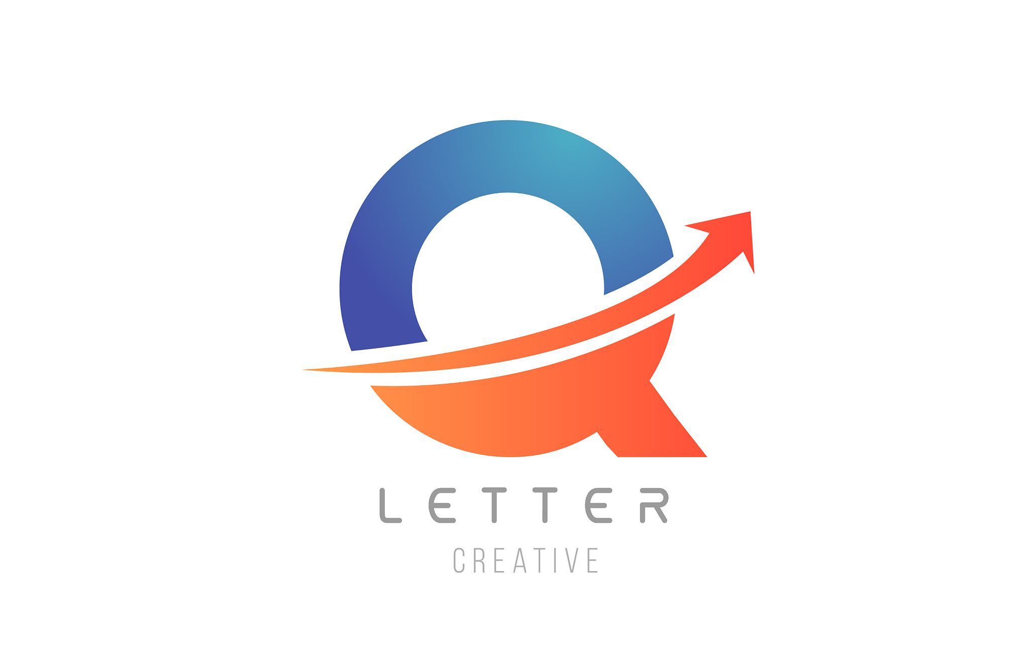 blue orange q letter alphabet icon design for