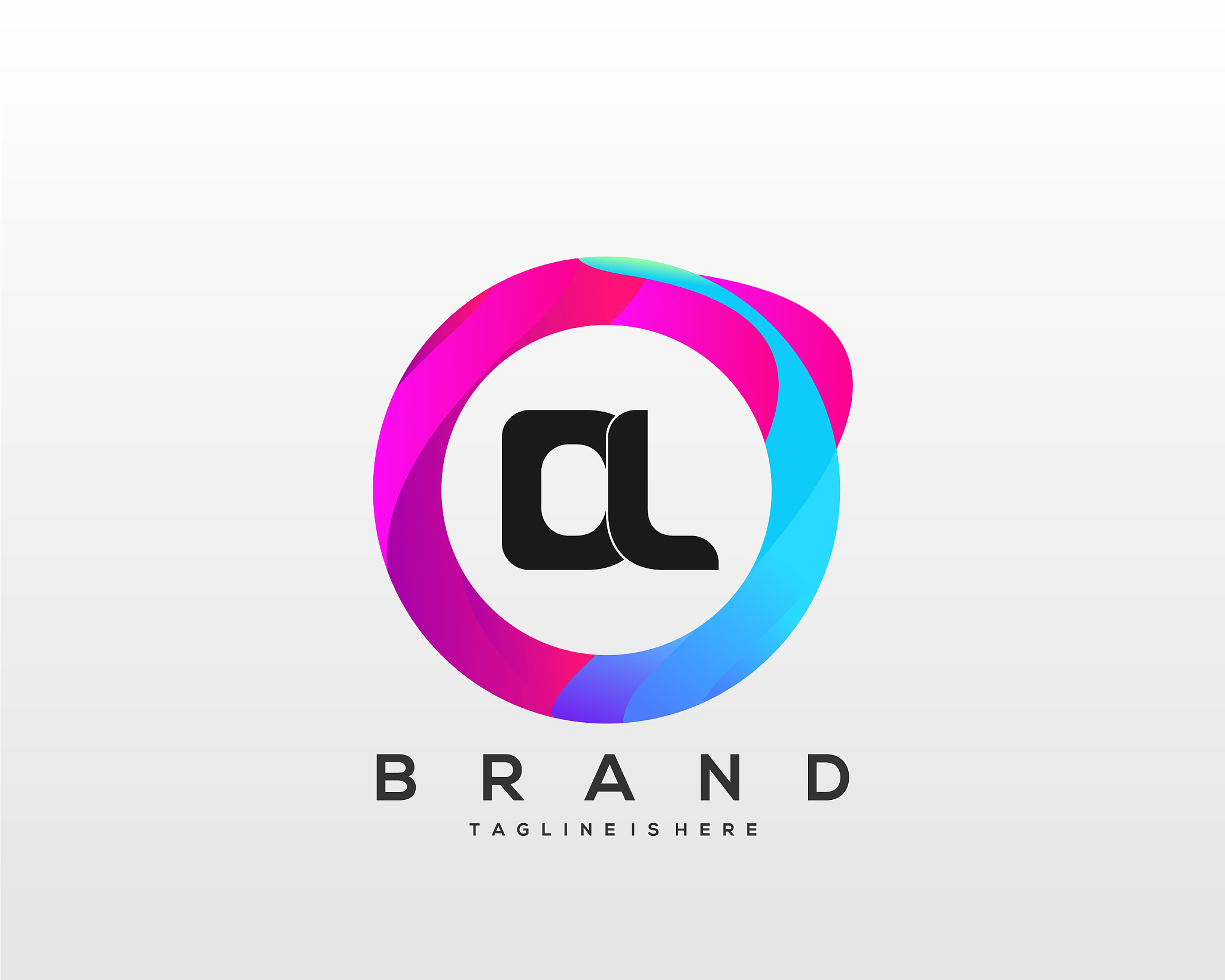 letter dl gradient color logo design