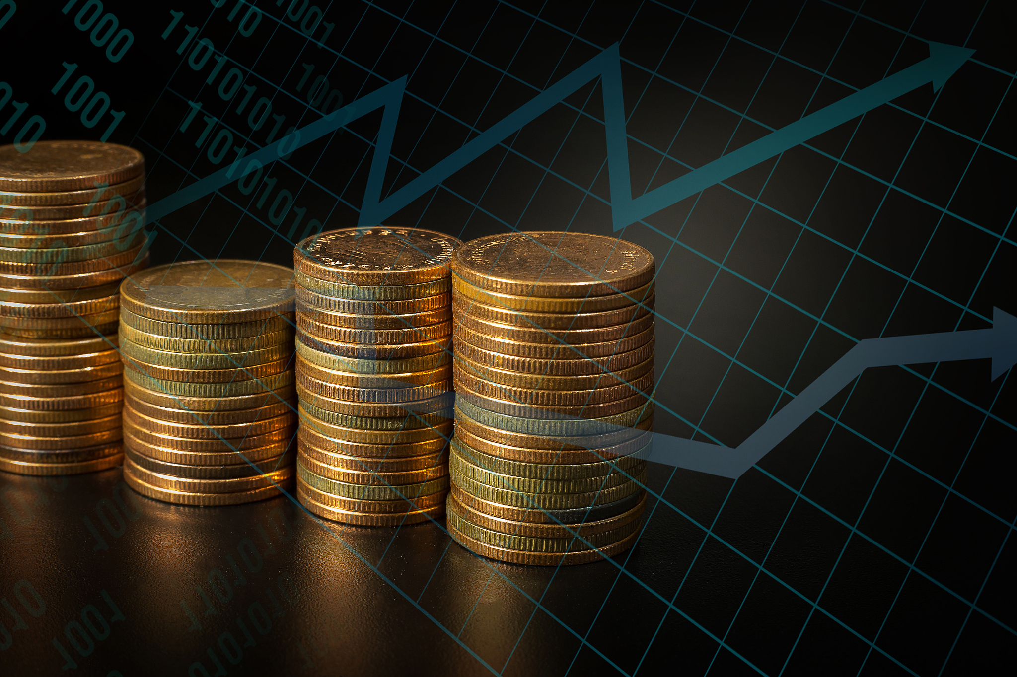 the gold coin stack  chart for business idea concept image
