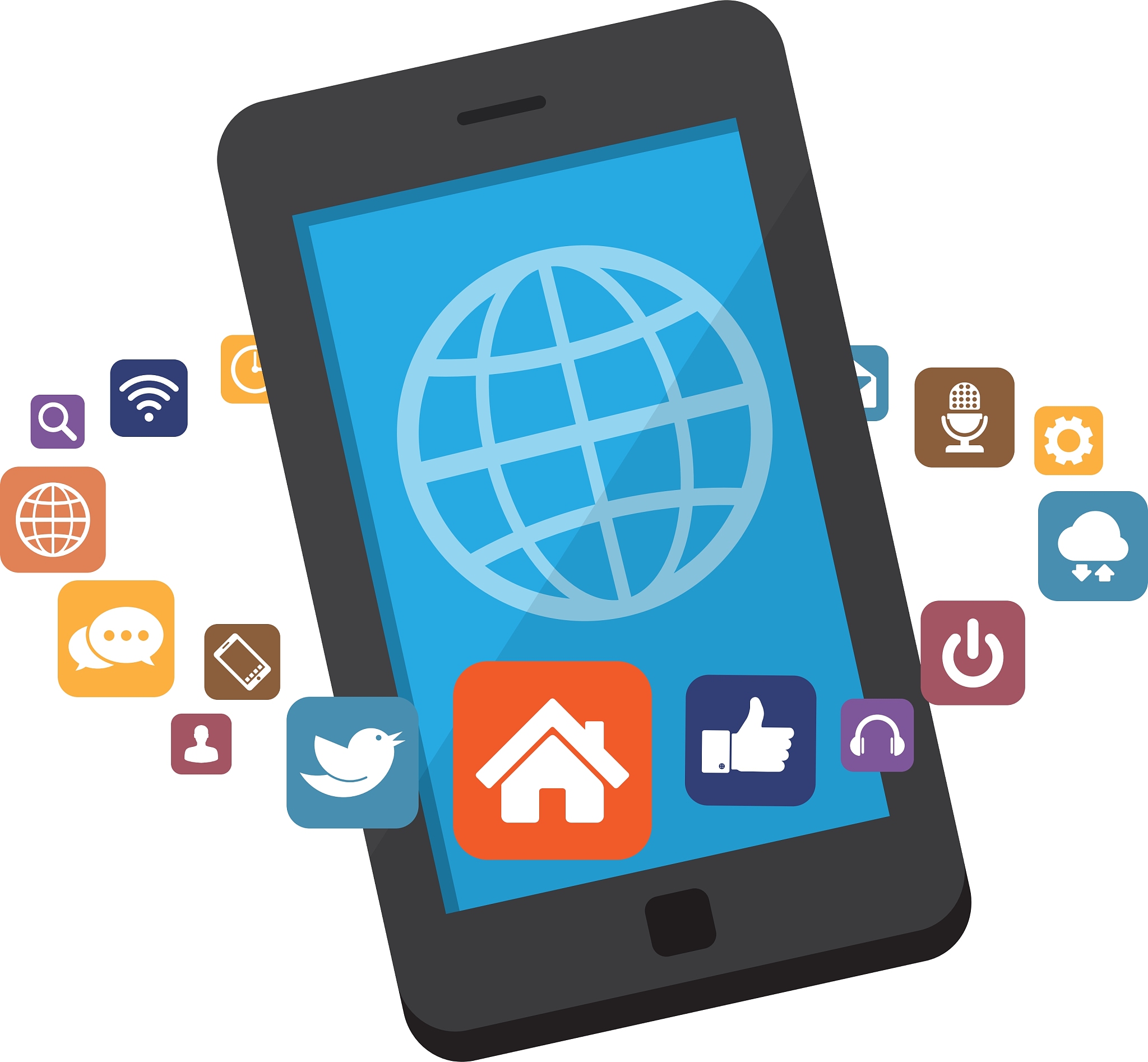 smartphone with social media icons