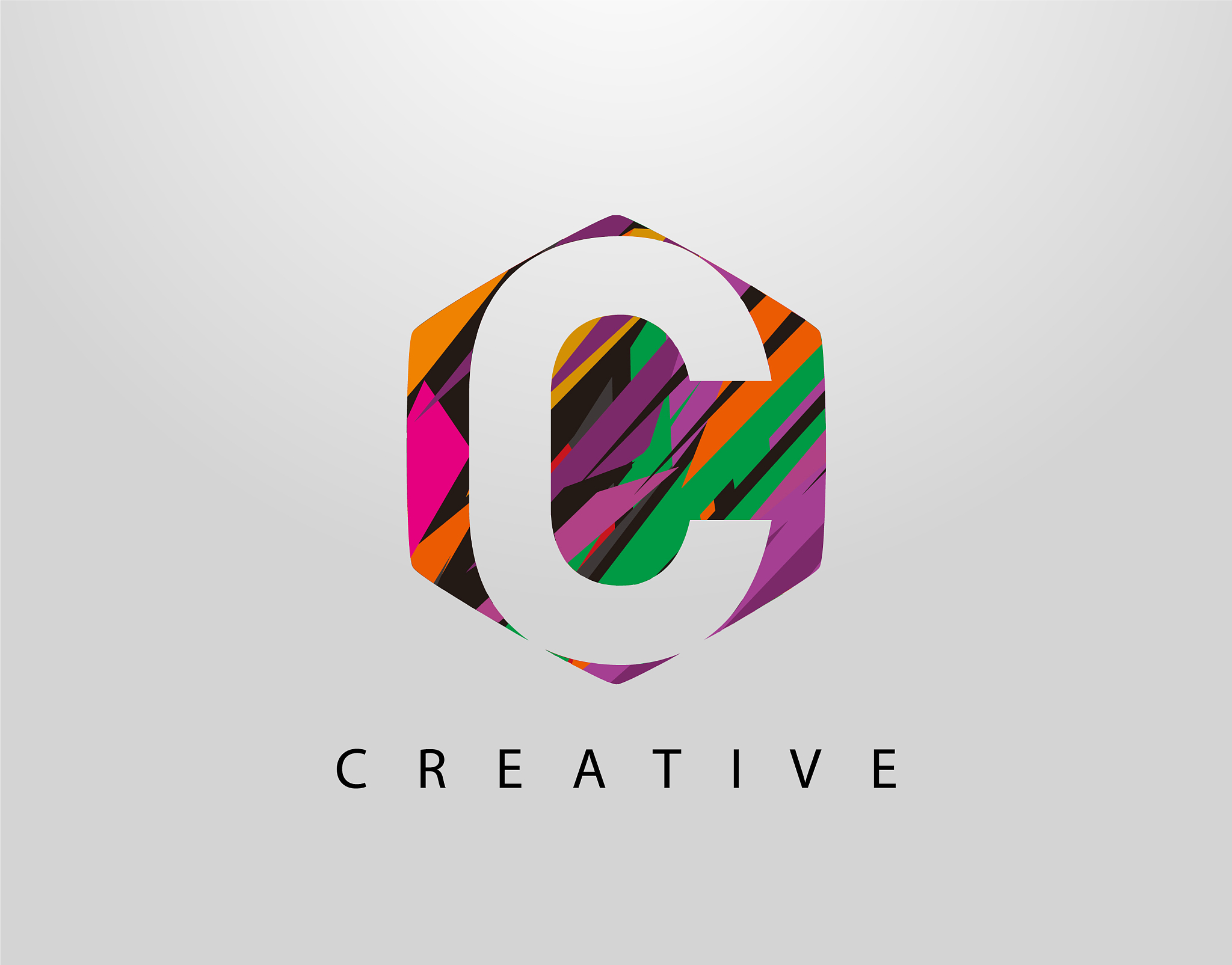 abstract hexagon c letter logo initial c
