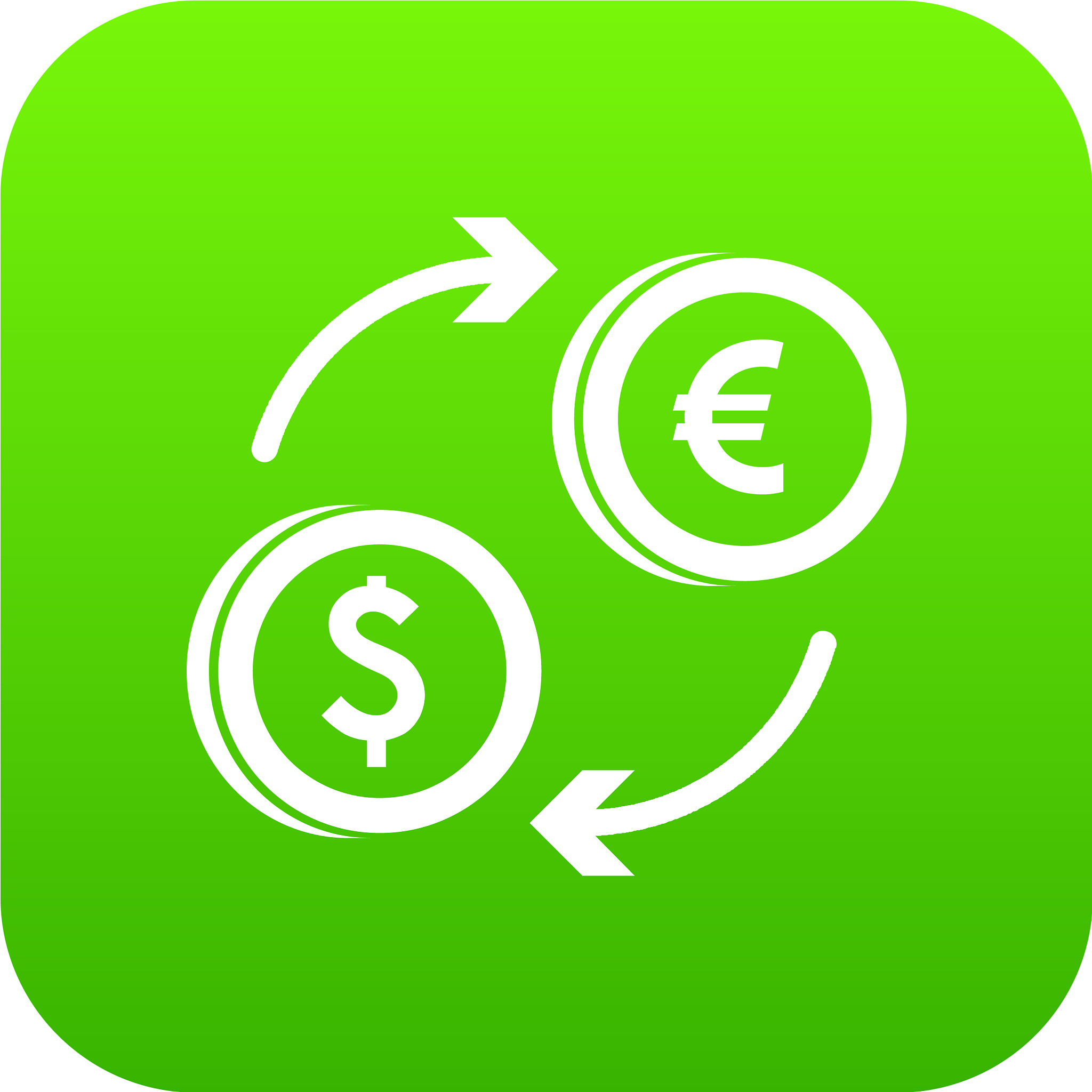euro dollar euro exchange icon digital green