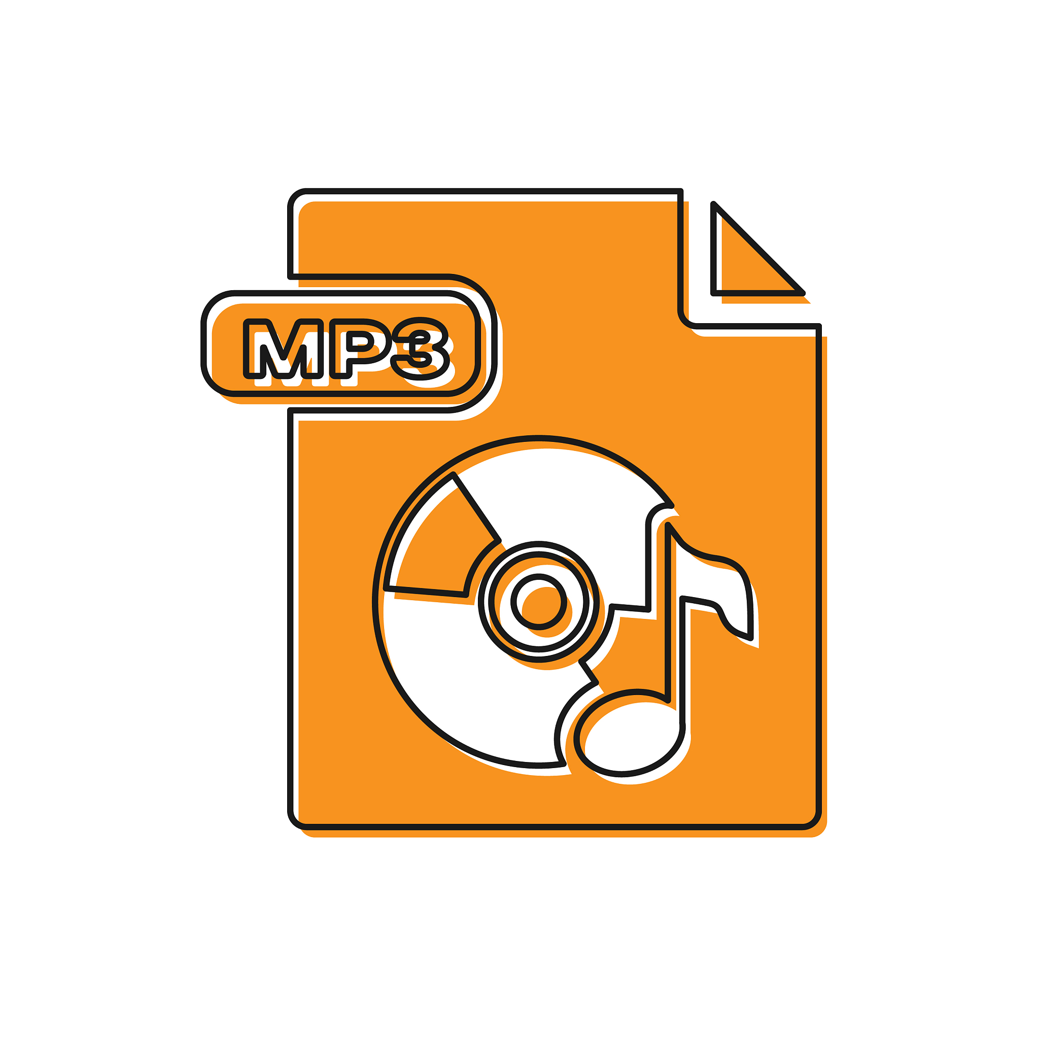 orange mp3 file document download mp3 button icon