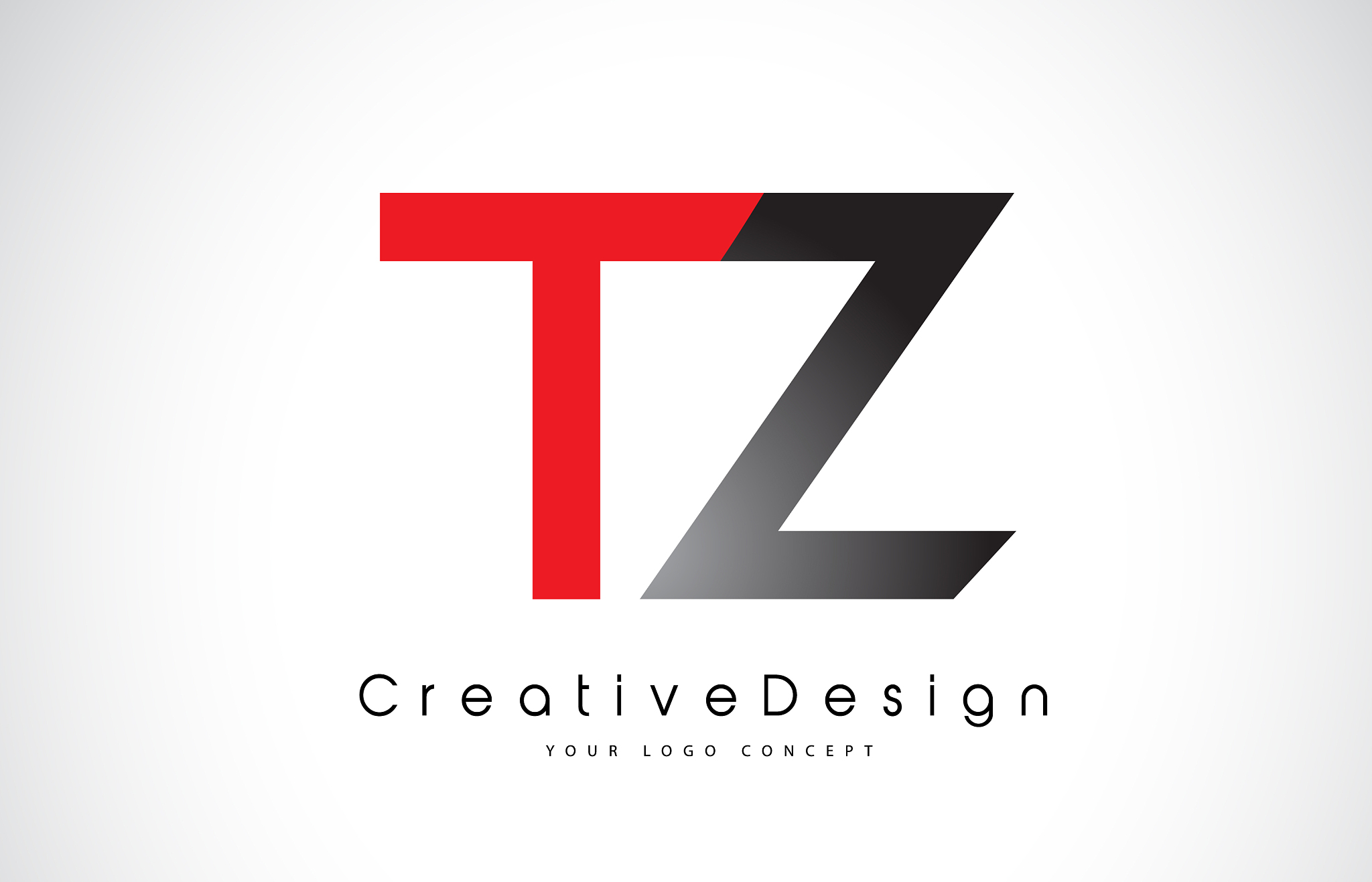 red and black tz t z letter logo design creative