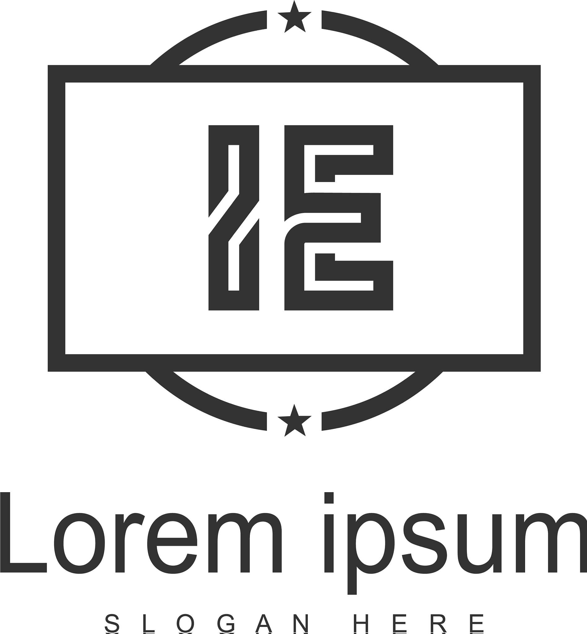 initial ie logo template with modern frame