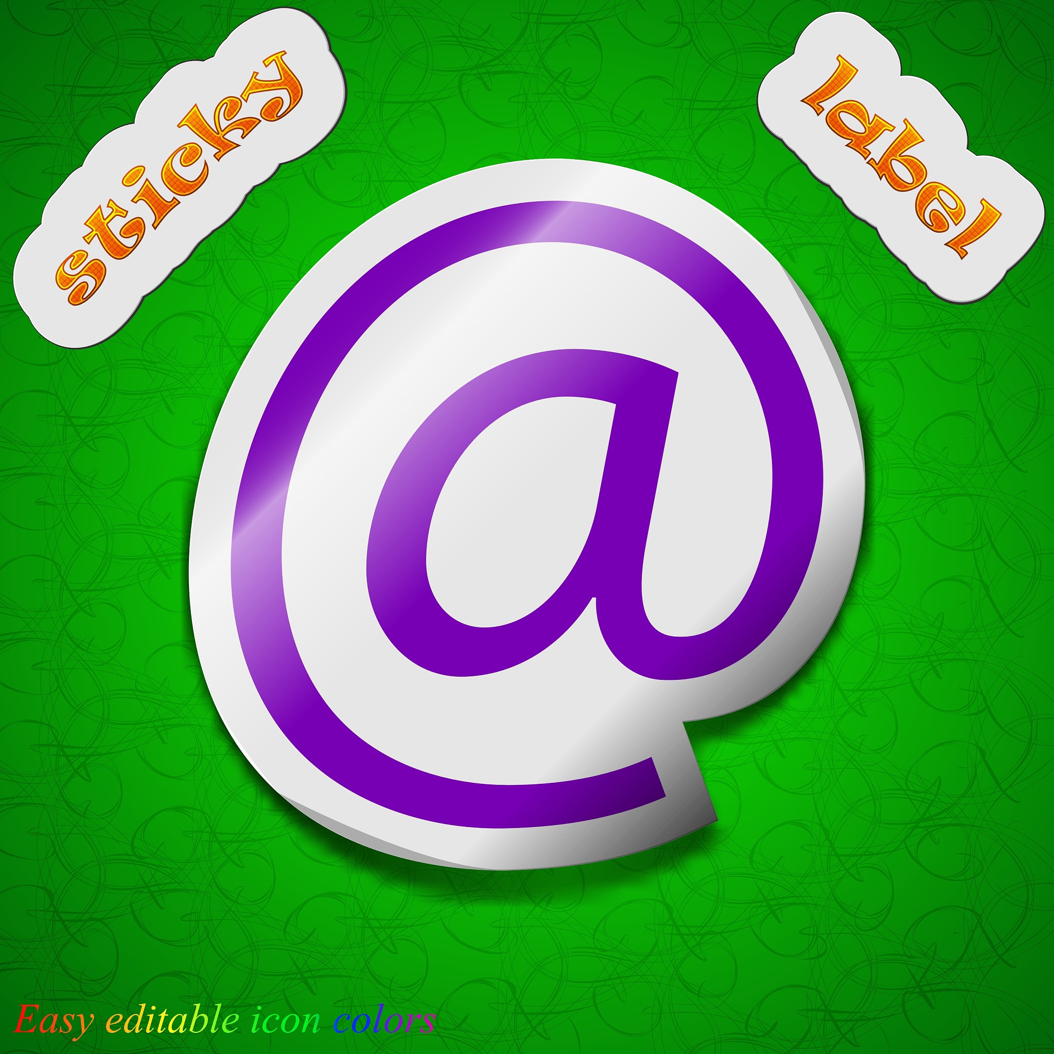 mail icon sign symbol chic colored sticky label on