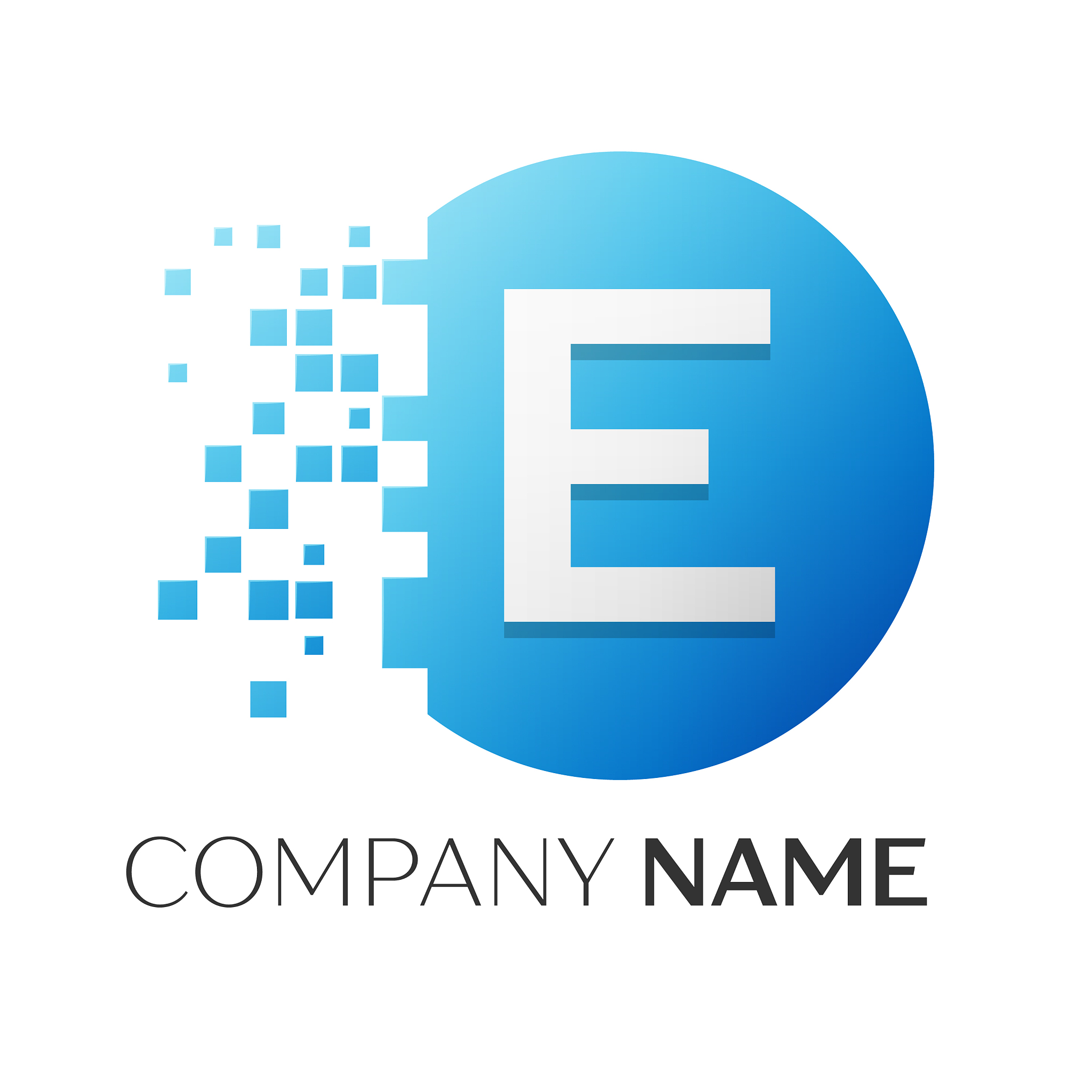 realistic letter e logo in colorful circle