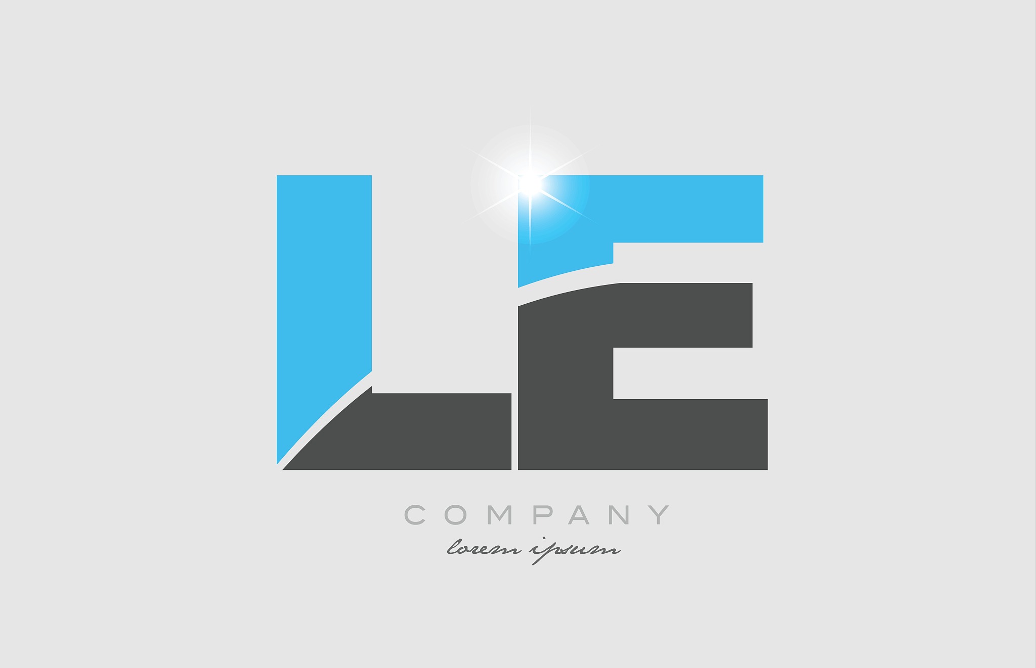combination letter le l e in grey blue color alphabet for logo i