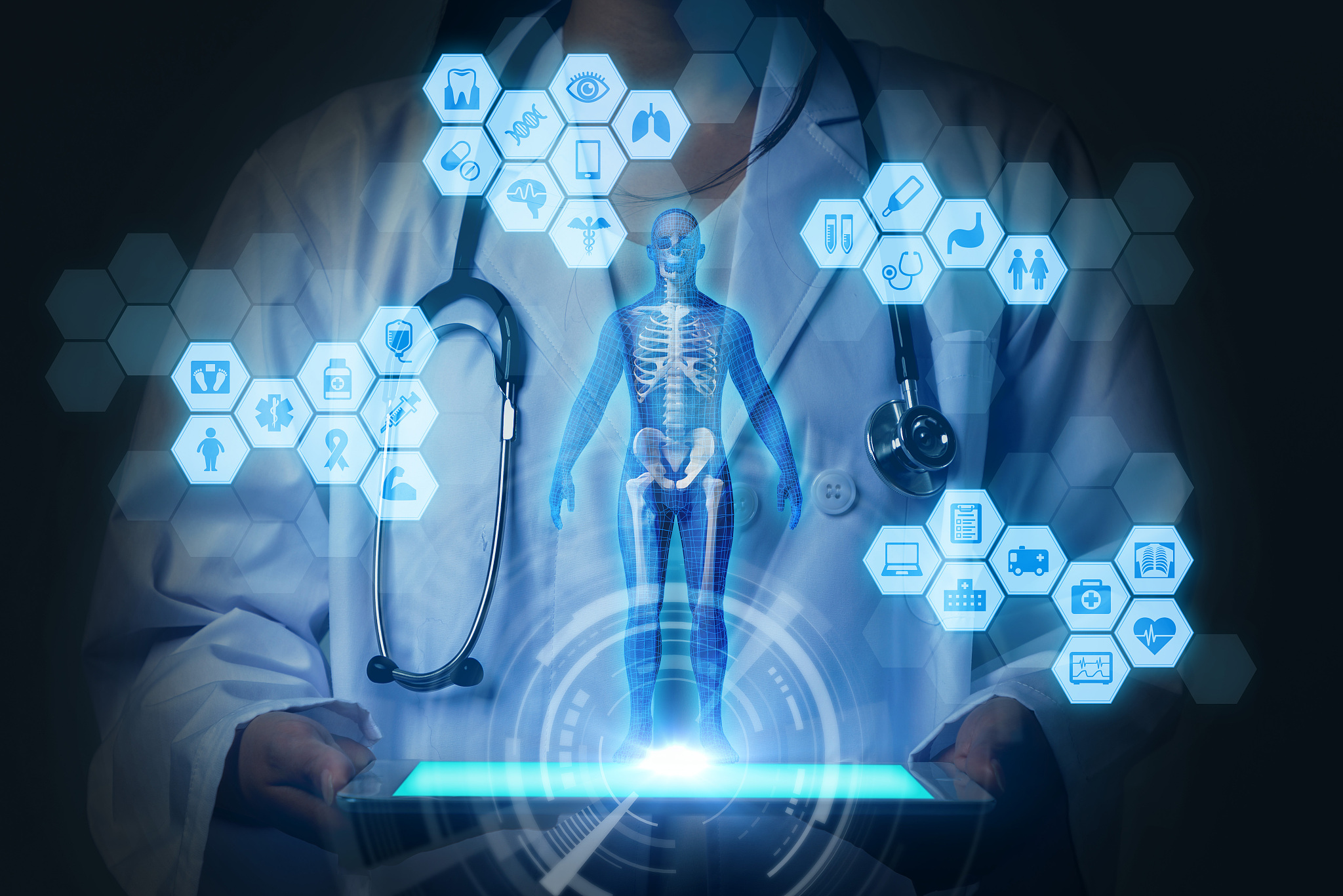 medical technology concept. virtual reality. 3d rendering. mixed