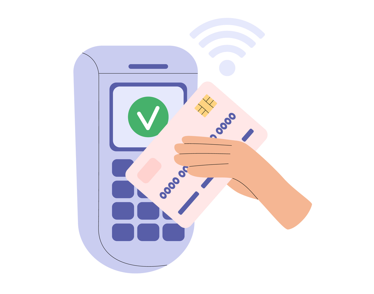 人们使用银行塑料卡通过pos终端<strong>支付</strong>购买.的