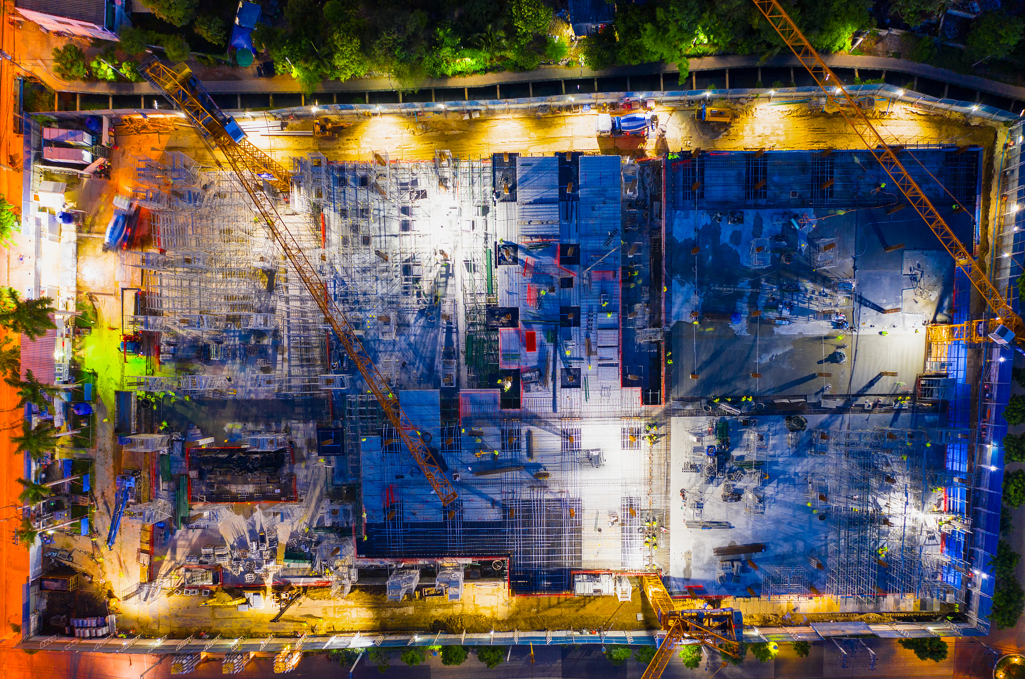 top view of construction site.