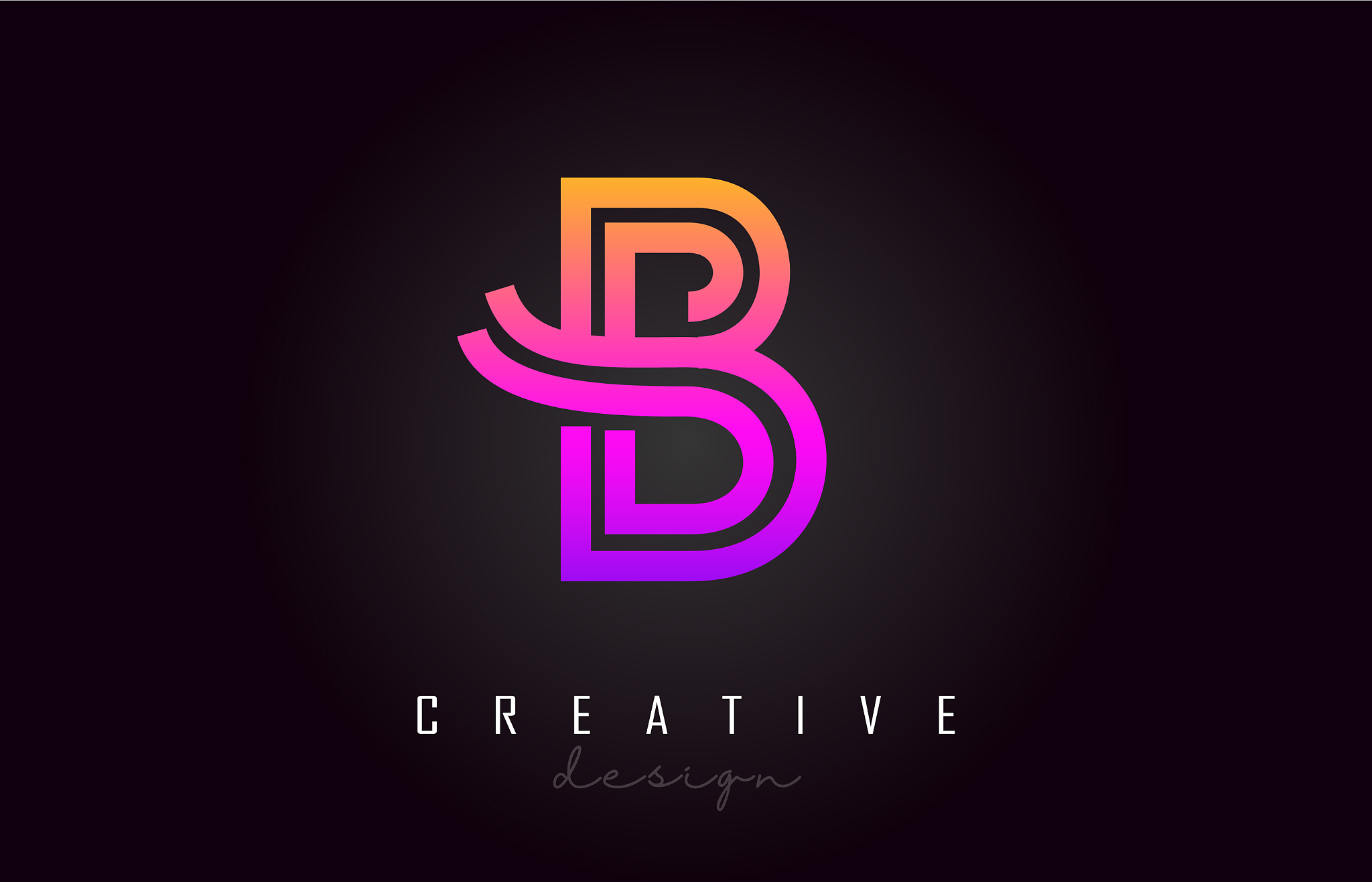 b purple letter logo monogram design creative b