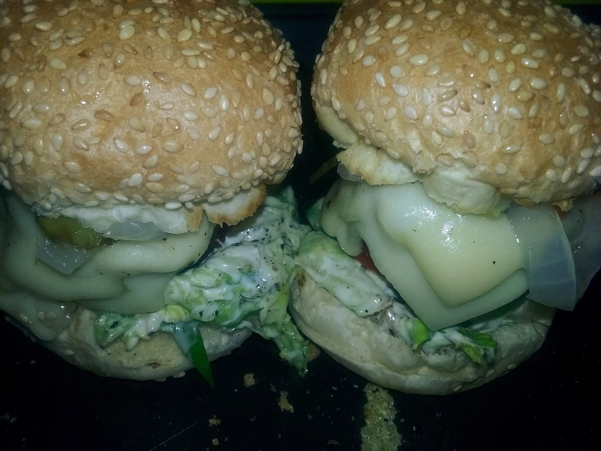 close-up of hamburgers in plate