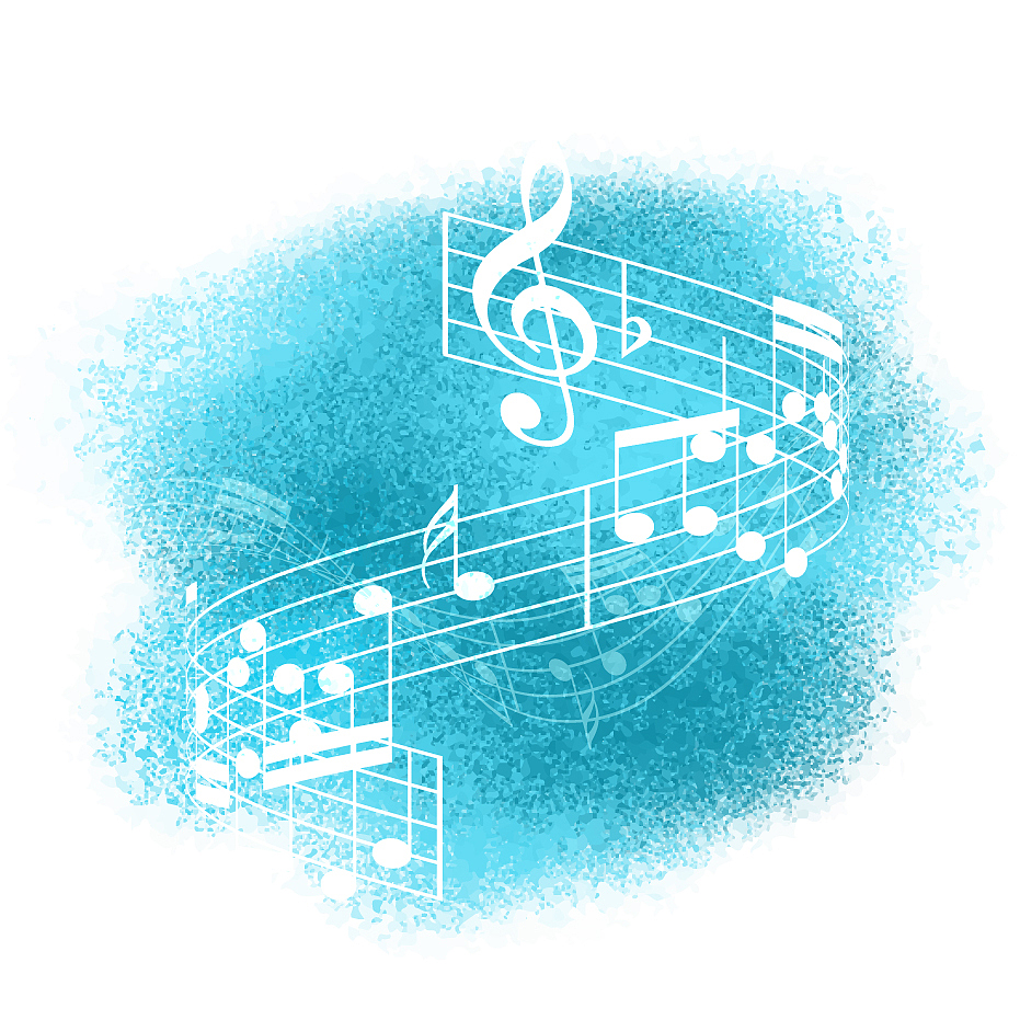 music notes on watercolour background
