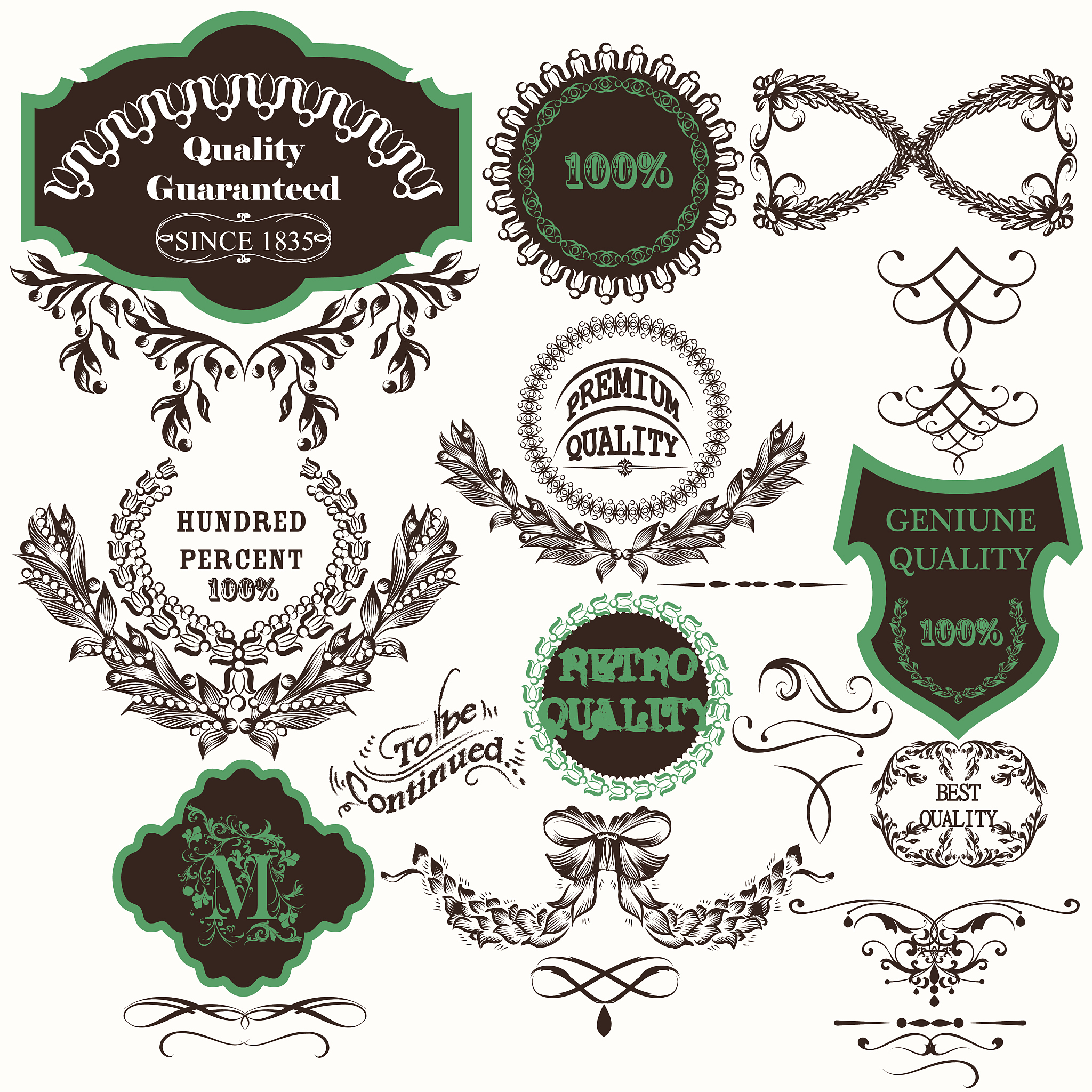 vector set of vintage labels for design