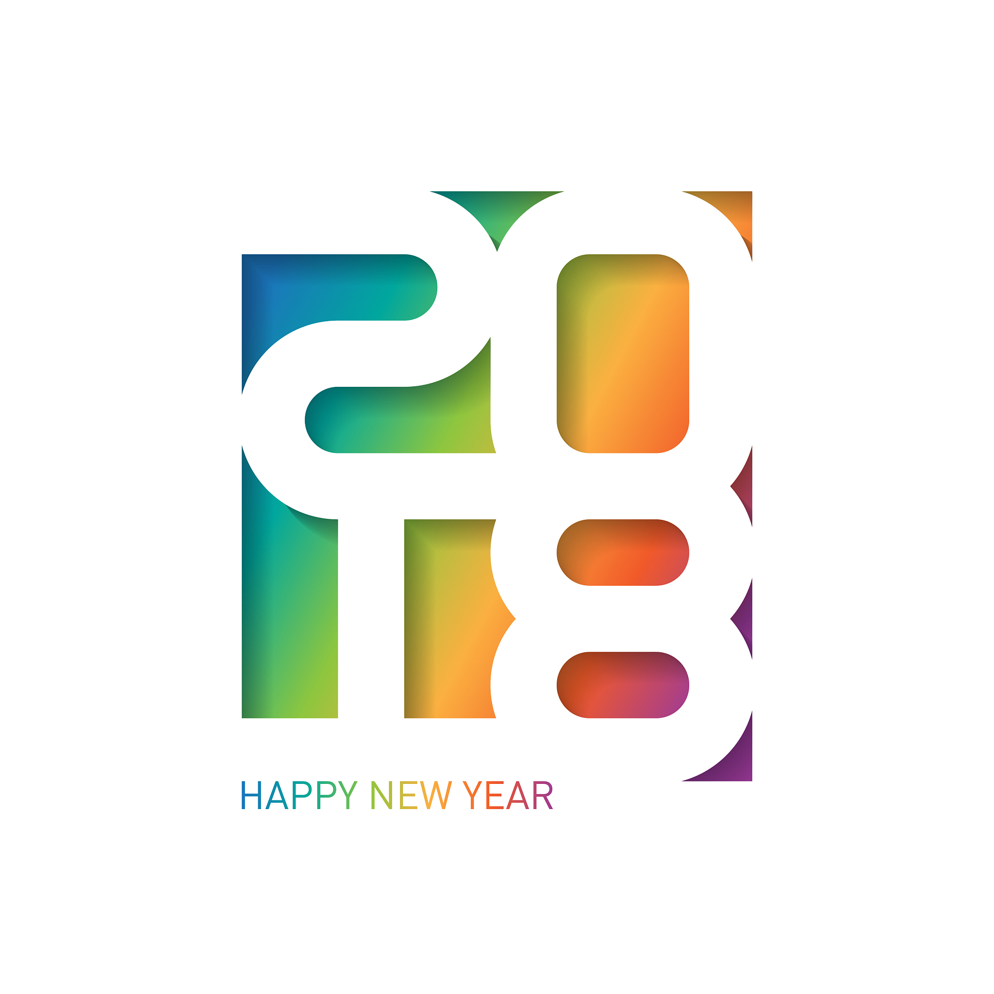 happy new year 2018. vector greeting card with carving art. cove