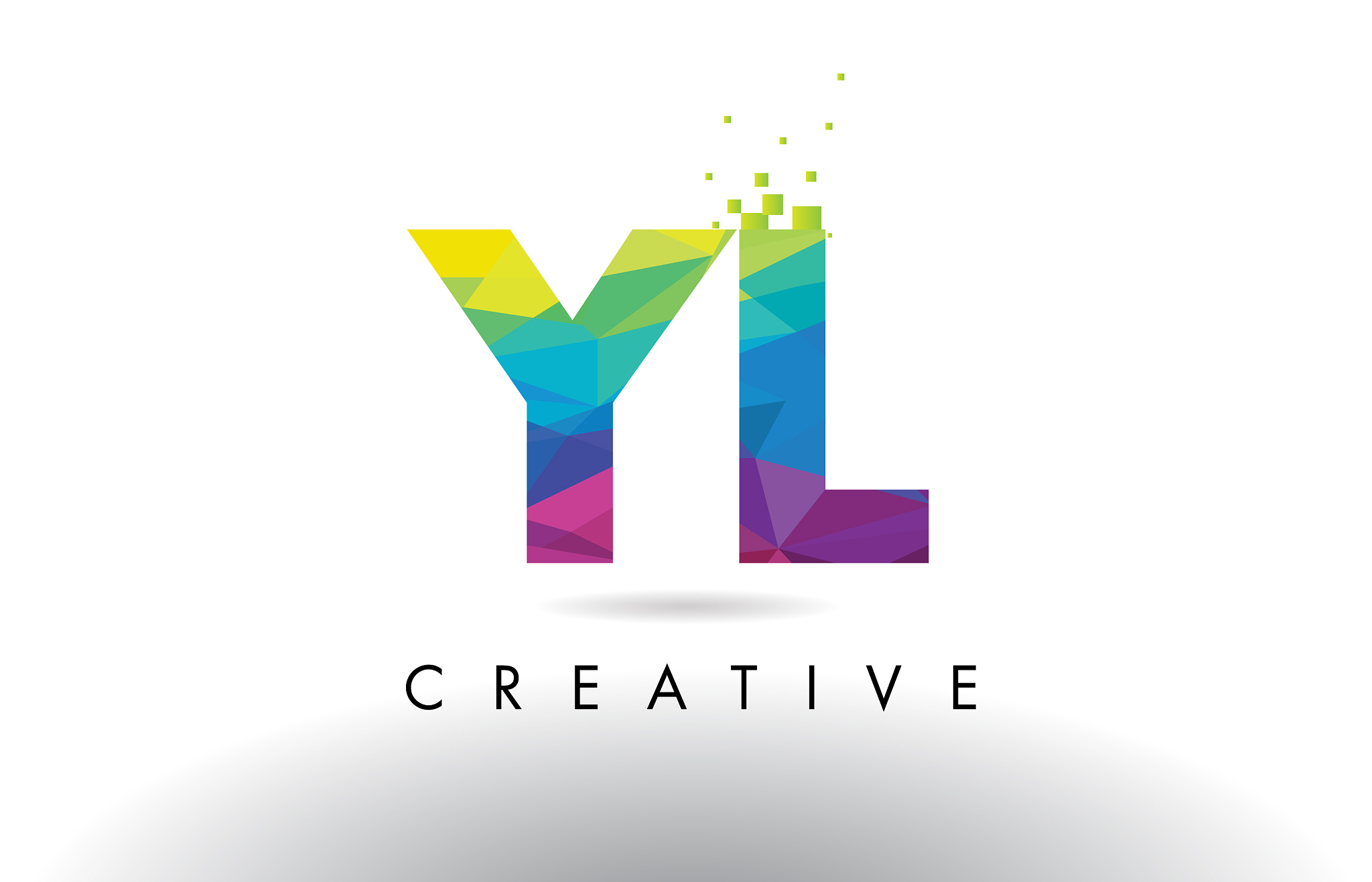 yl y l colorful letter origami triangles design