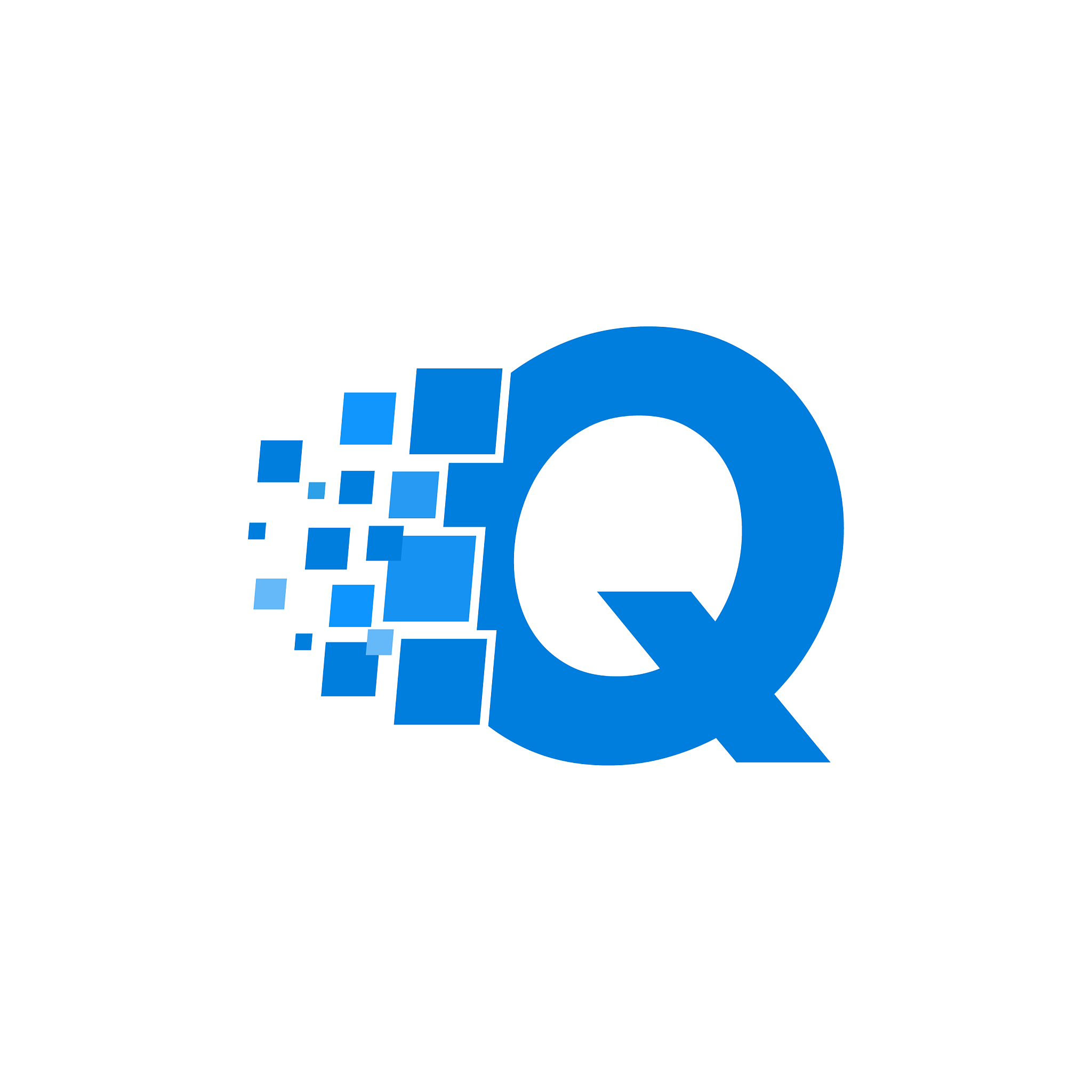 logo letter q blue blocks cubes