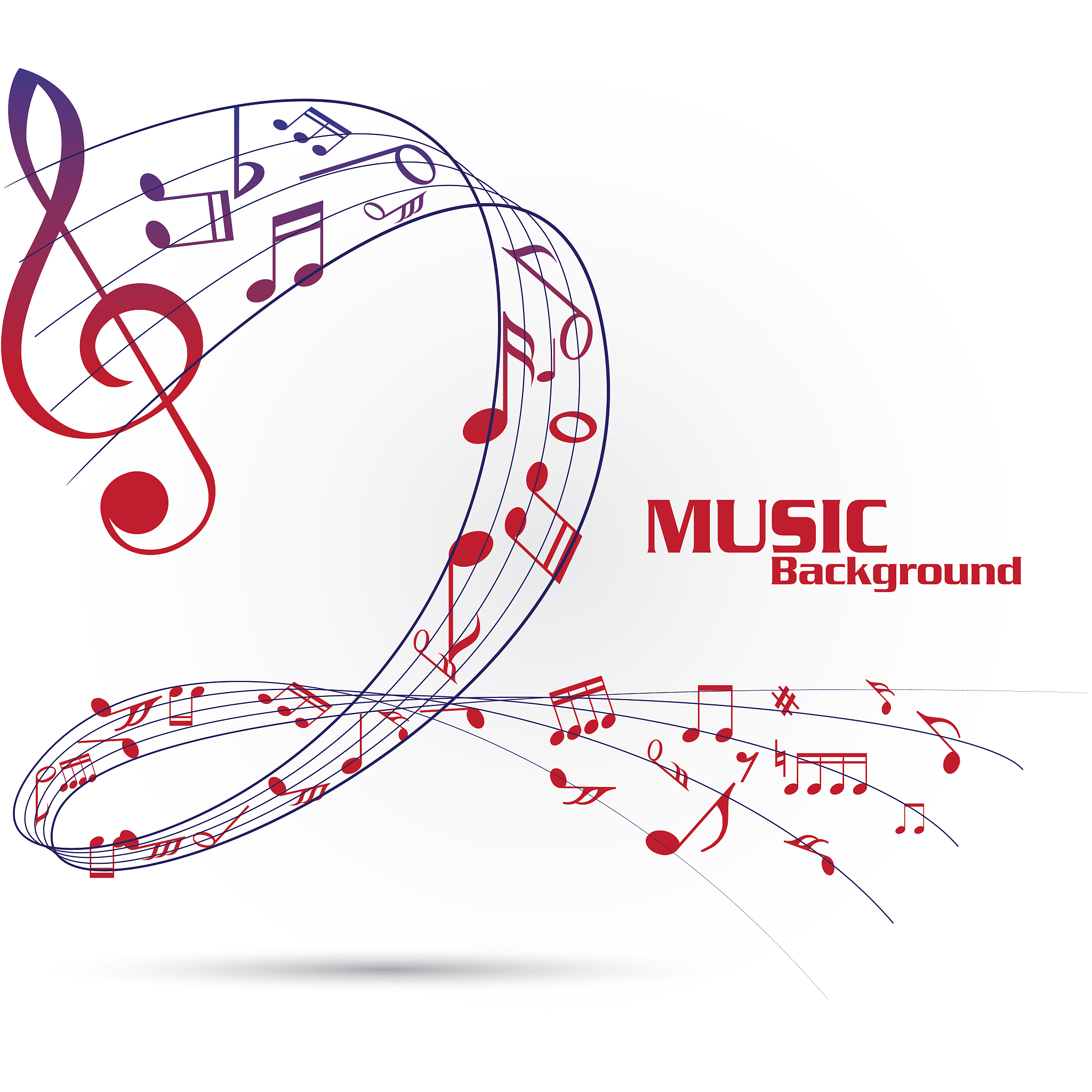 abstract music notes on line wave background. black g-clef and m
