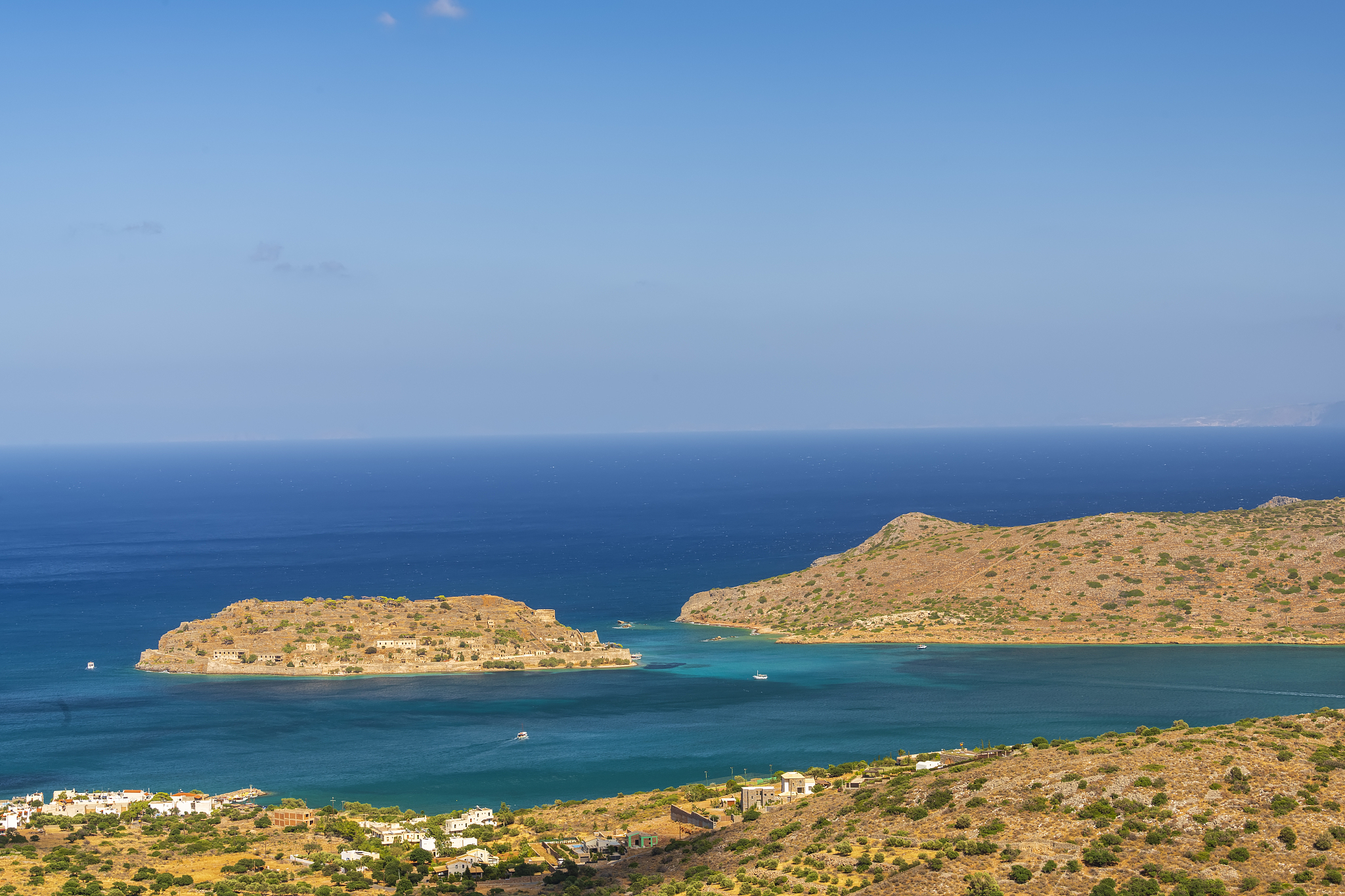 aerial view of spinalonga island, crete, greece