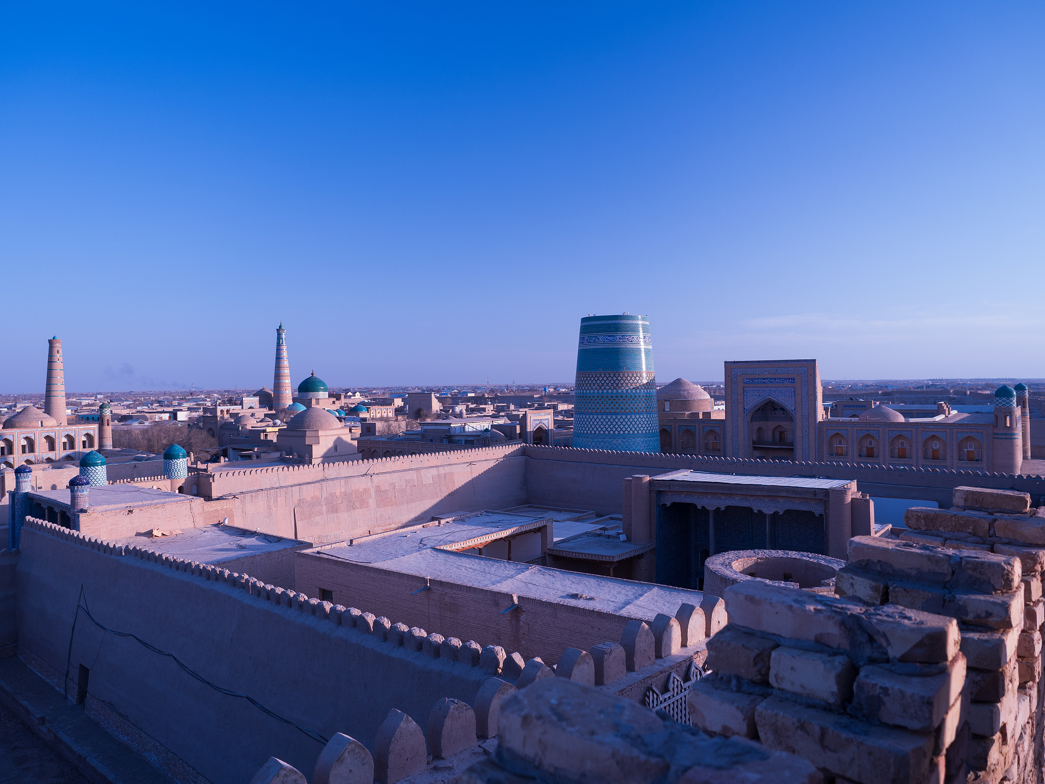 landscape of itchan kala in khiva uzbekistan.