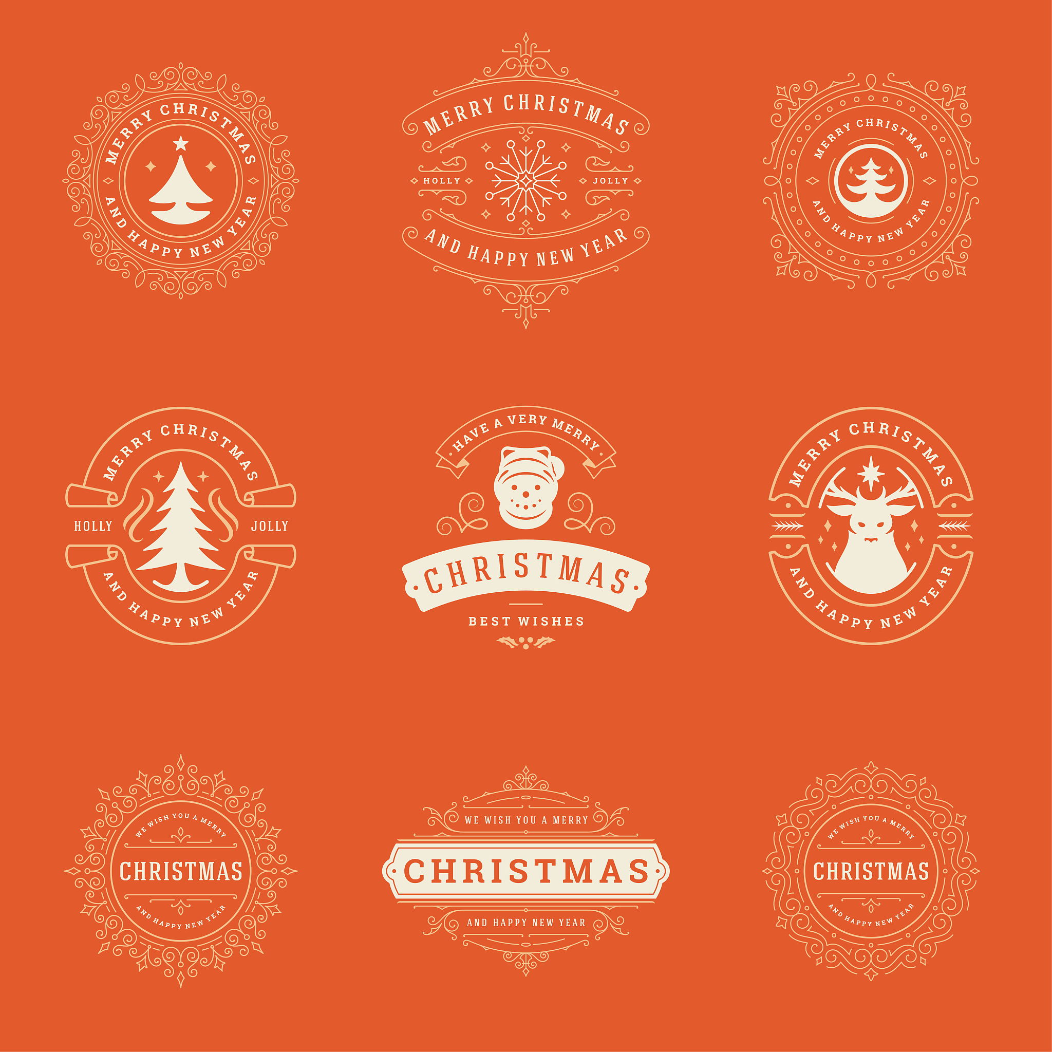christmas labels and badges vector design elements set