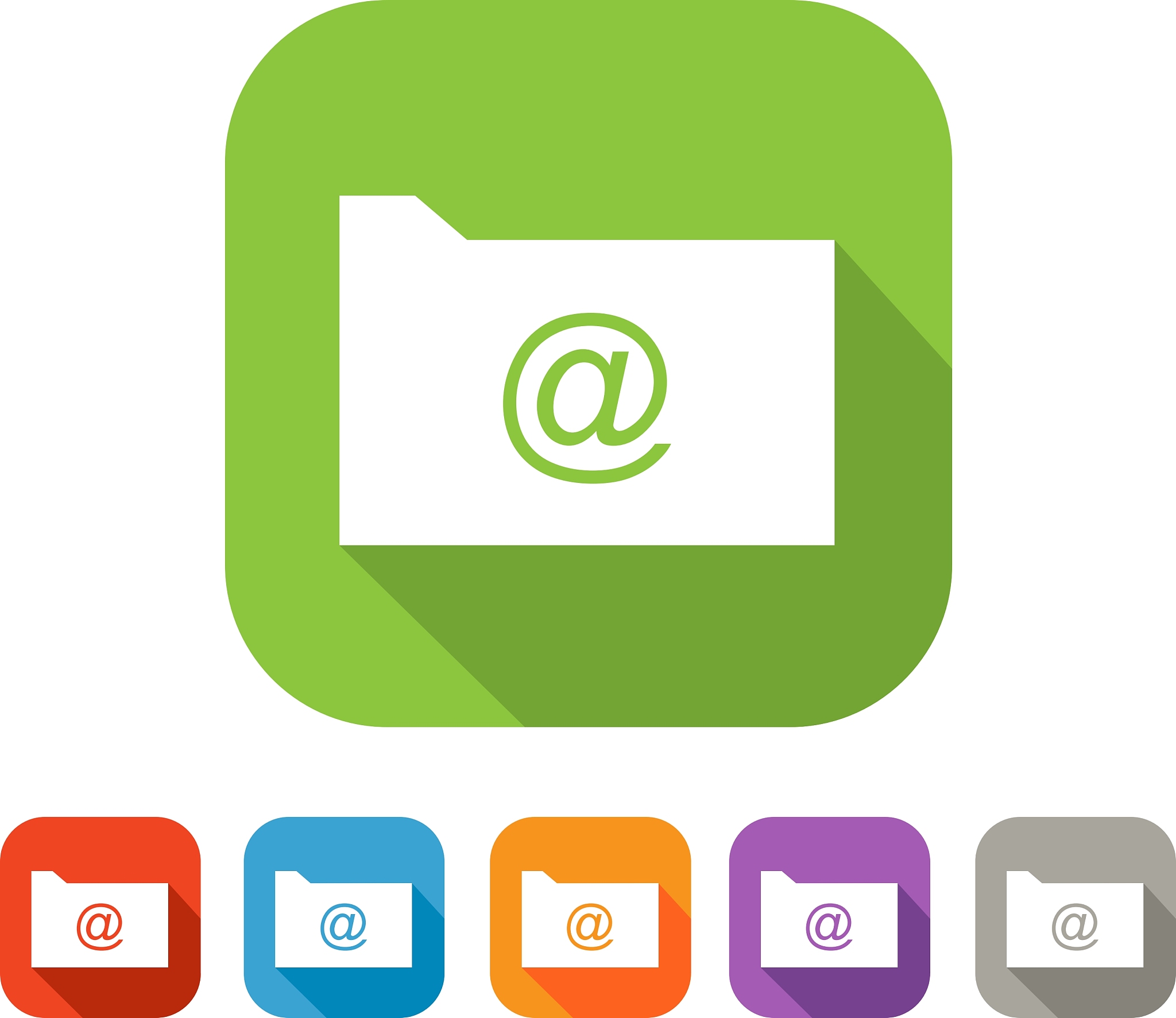 color set of flat folder with mail sign