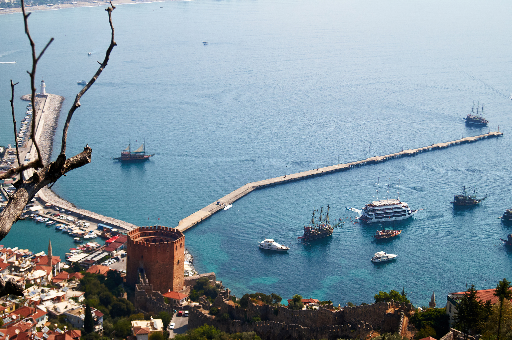 view of the mediterranean sea from the old town on the mountain 