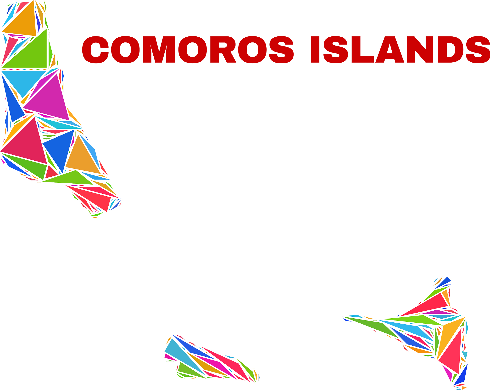 comoros islands map - mosaic of color triangles
